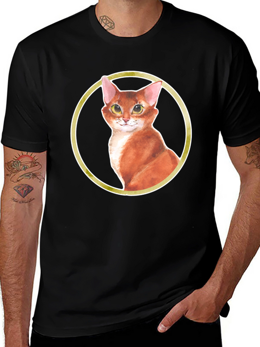 Cat Portrait T-Shirt - Round Frame