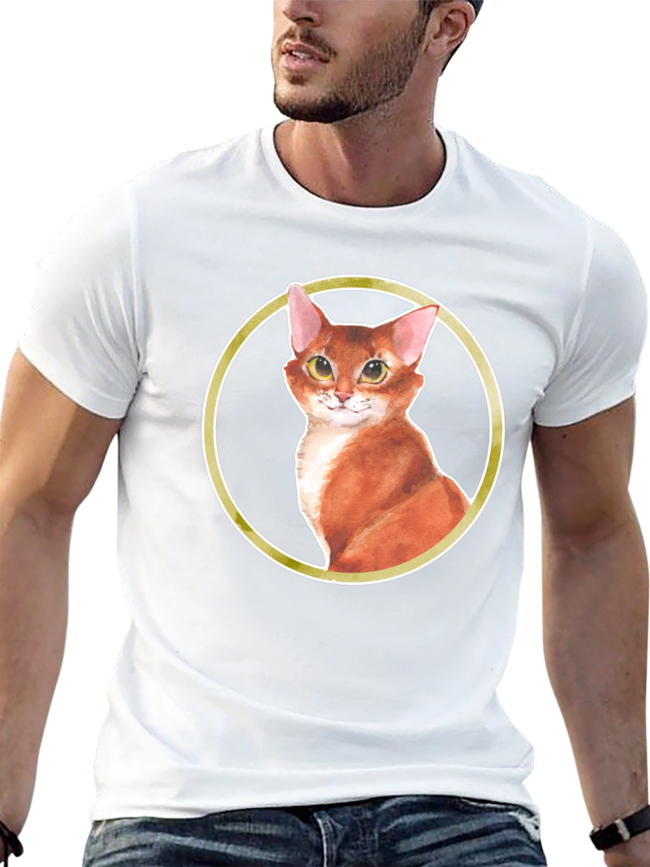 Cat Portrait T-Shirt - Round Frame