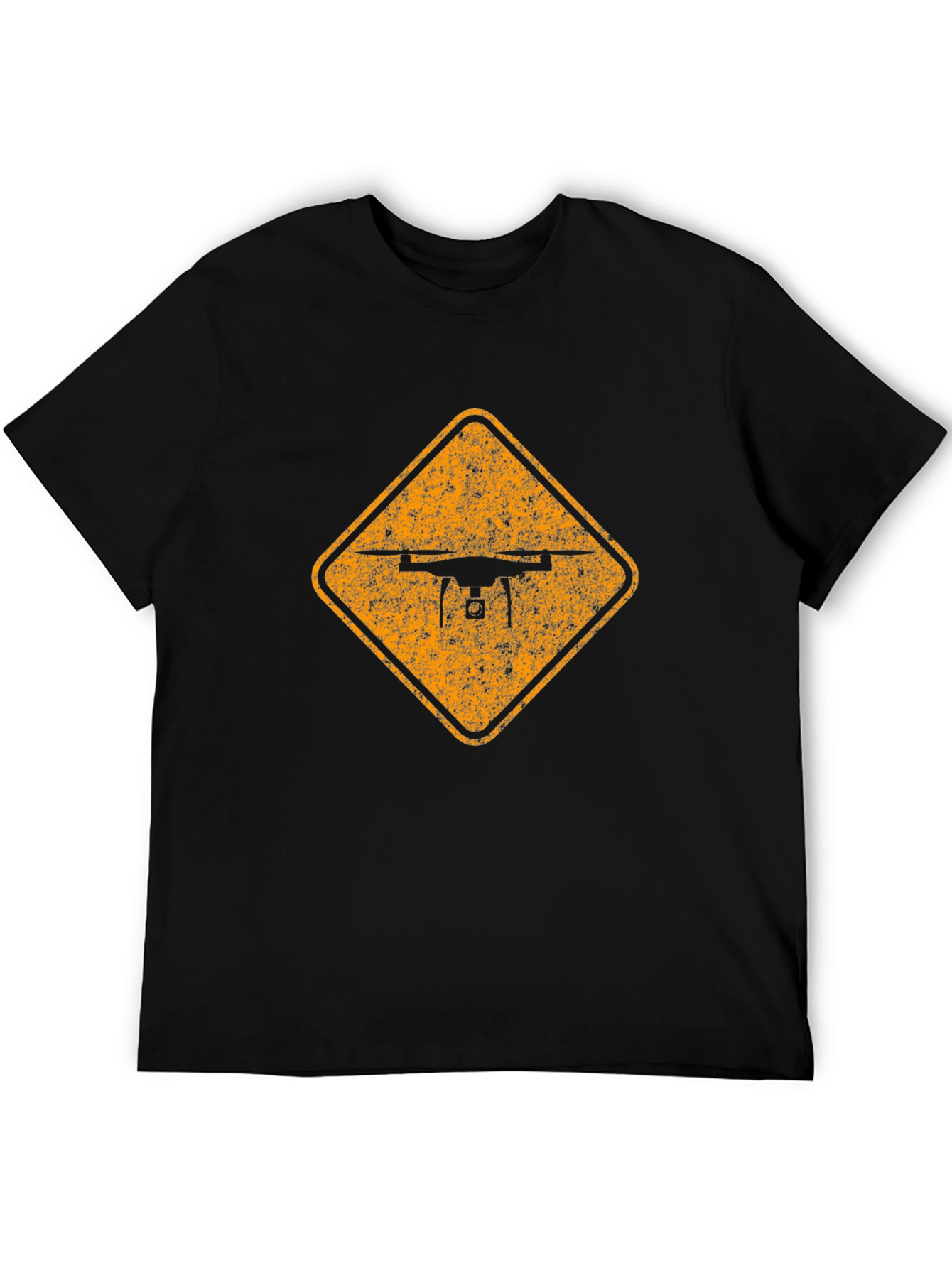 Drone Crossing Sign - Mens Black Graphic Tee