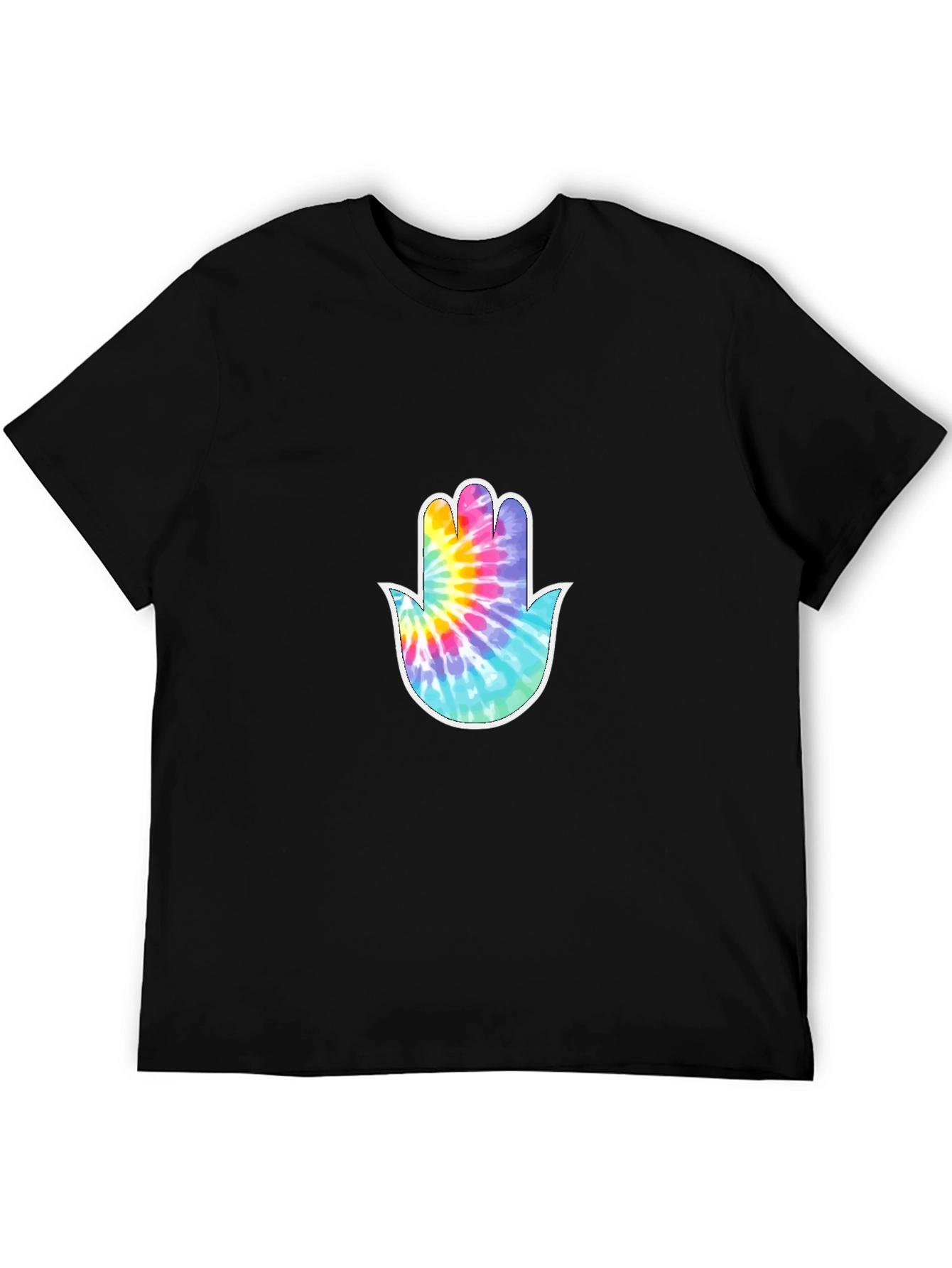 Tie-Dye Hamsa Hand Graphic Tee - Black