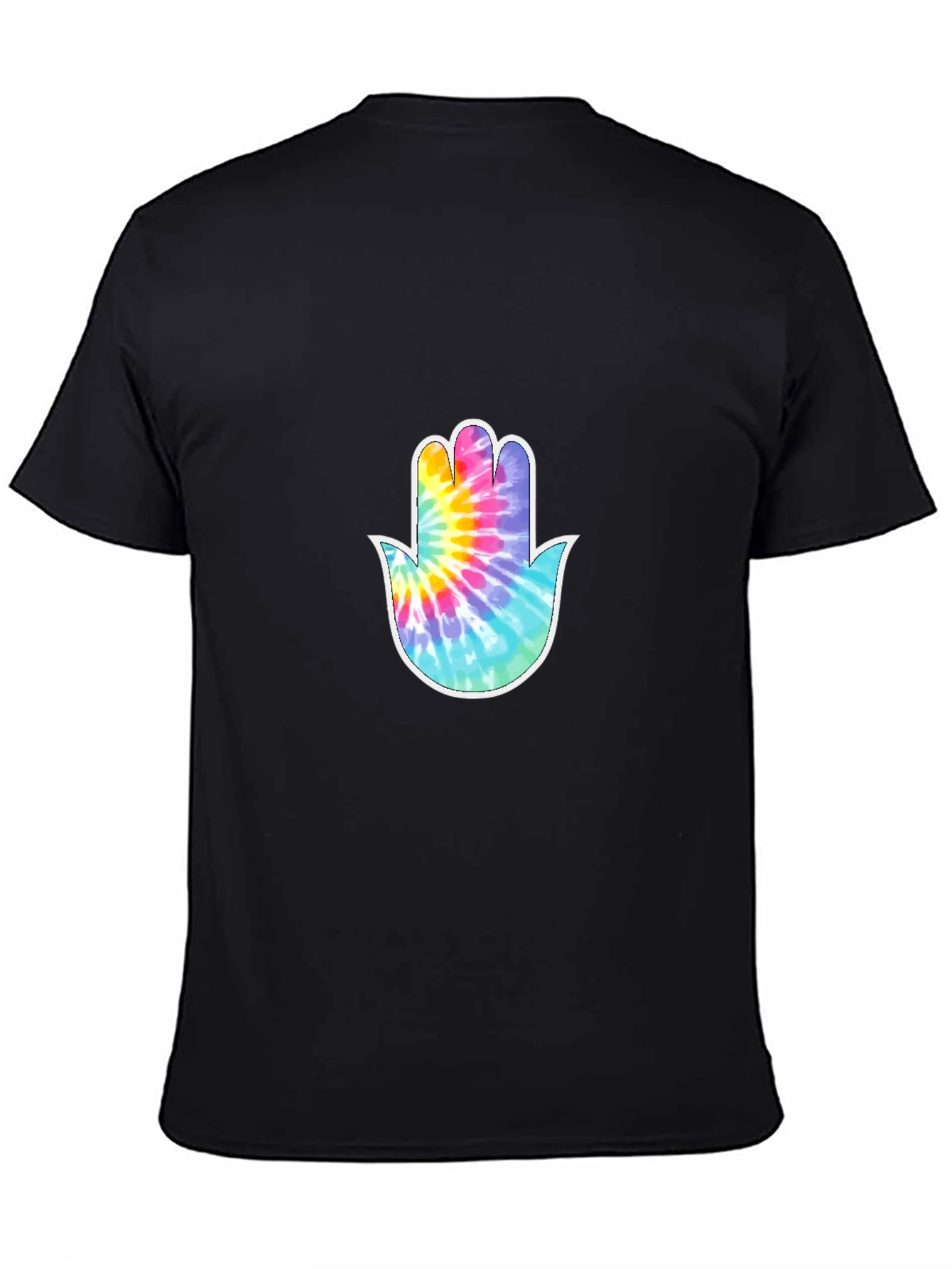 Tie-Dye Hamsa Hand Graphic Tee - Black
