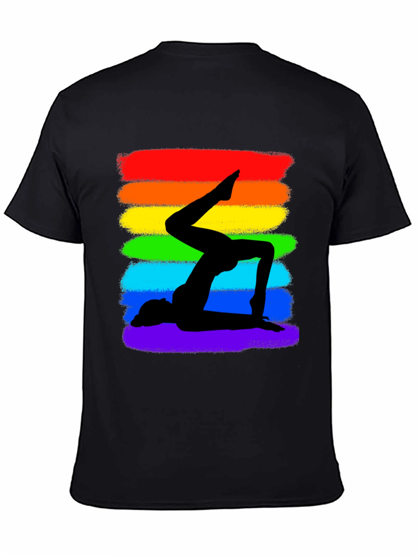 Rainbow Yoga Silhouette Graphic Tee - Black
