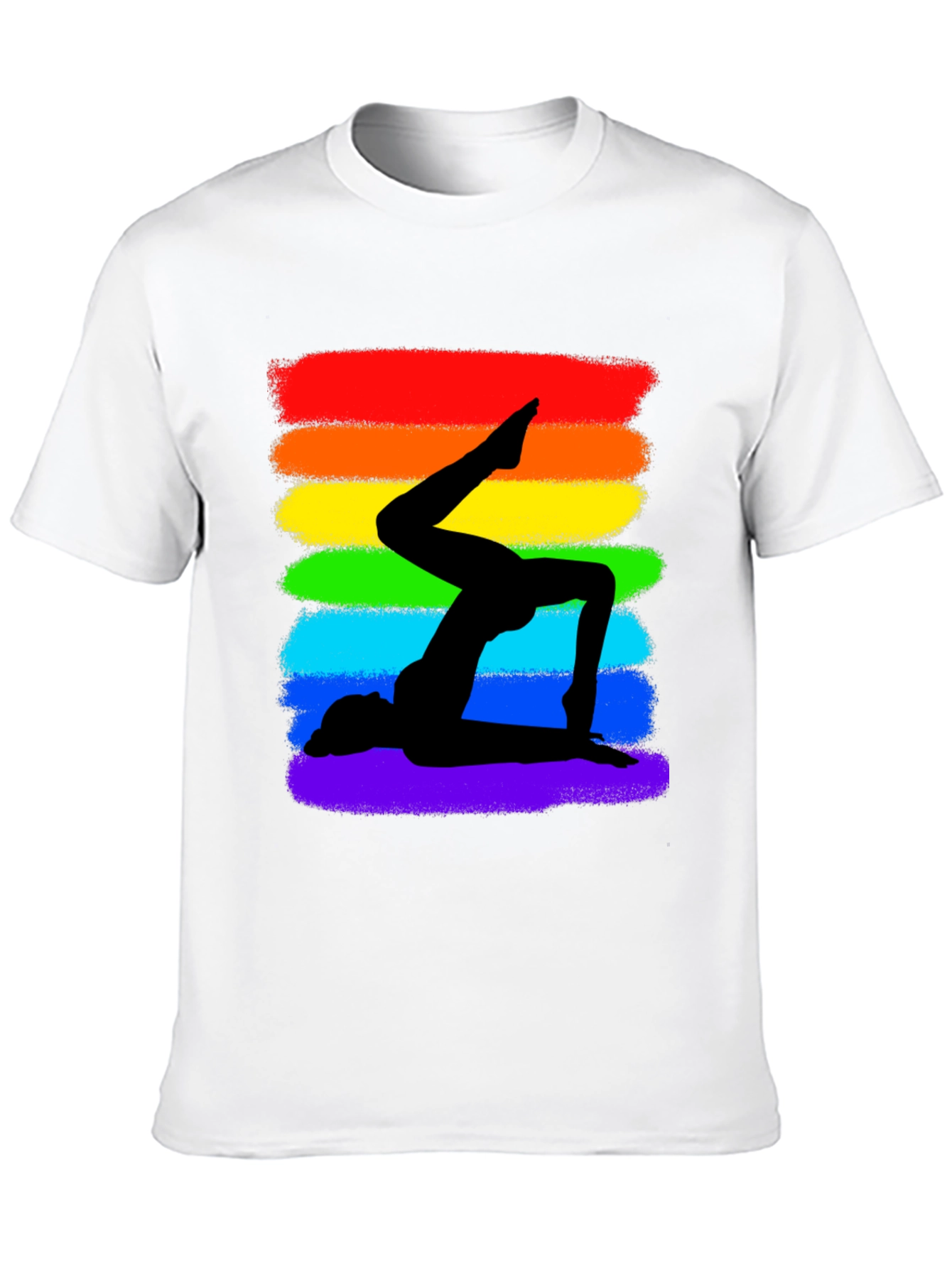 Rainbow Yoga Silhouette Graphic Tee - Black