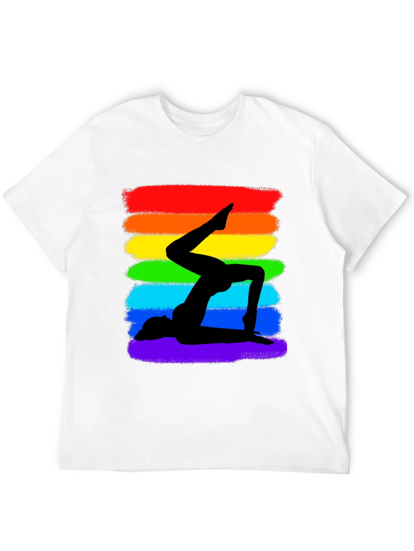 Rainbow Yoga Silhouette Graphic Tee - Black