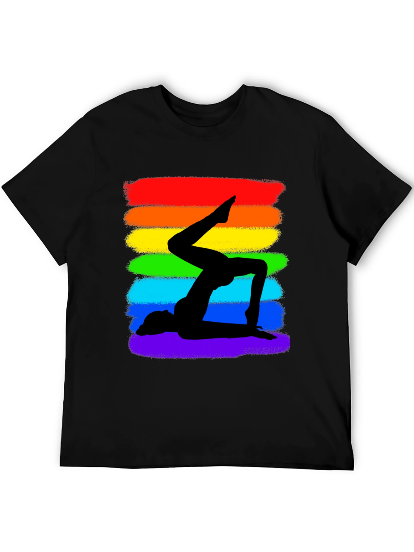 Rainbow Yoga Silhouette Graphic Tee - Black