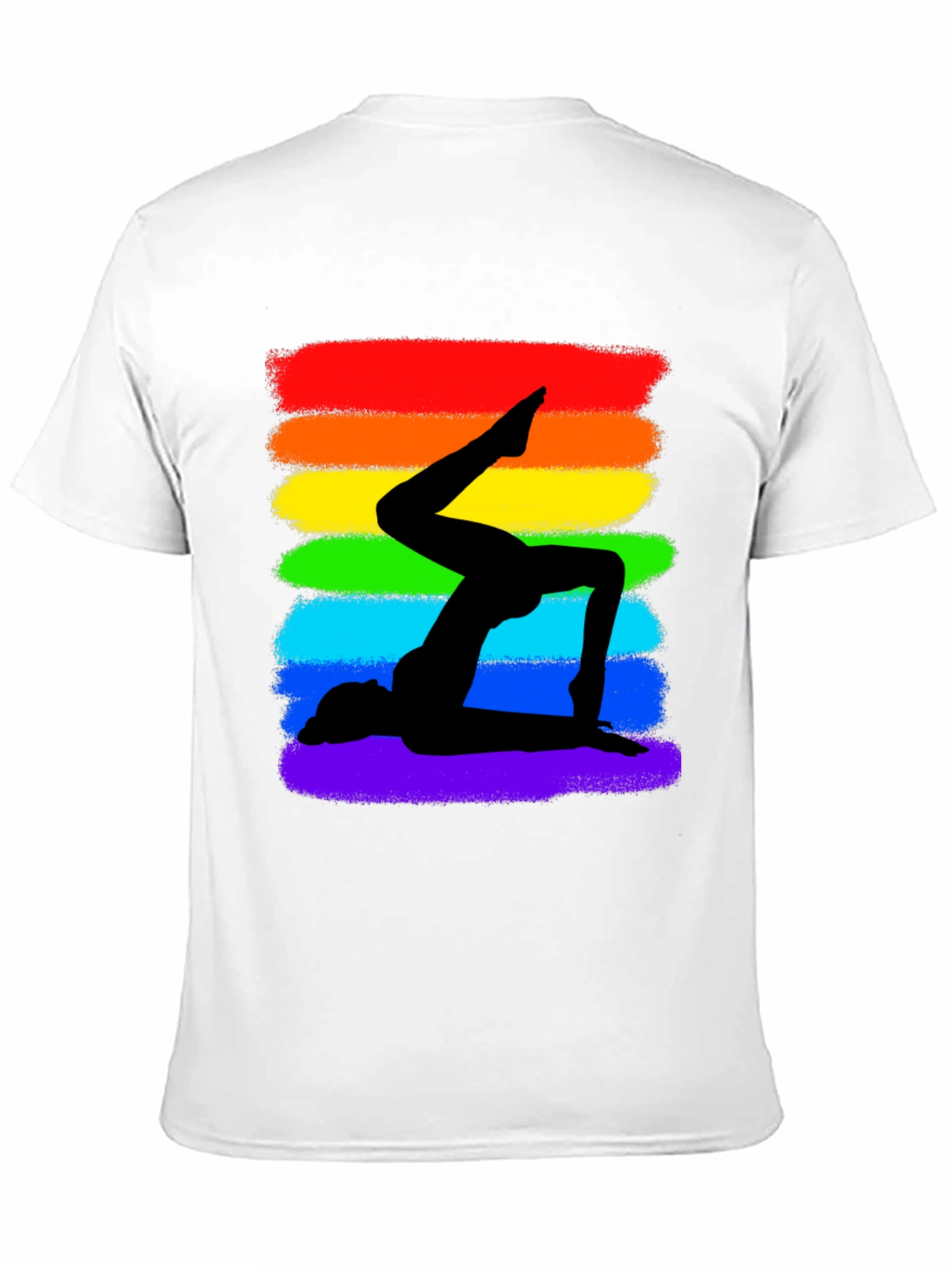 Rainbow Yoga Silhouette Graphic Tee - Black