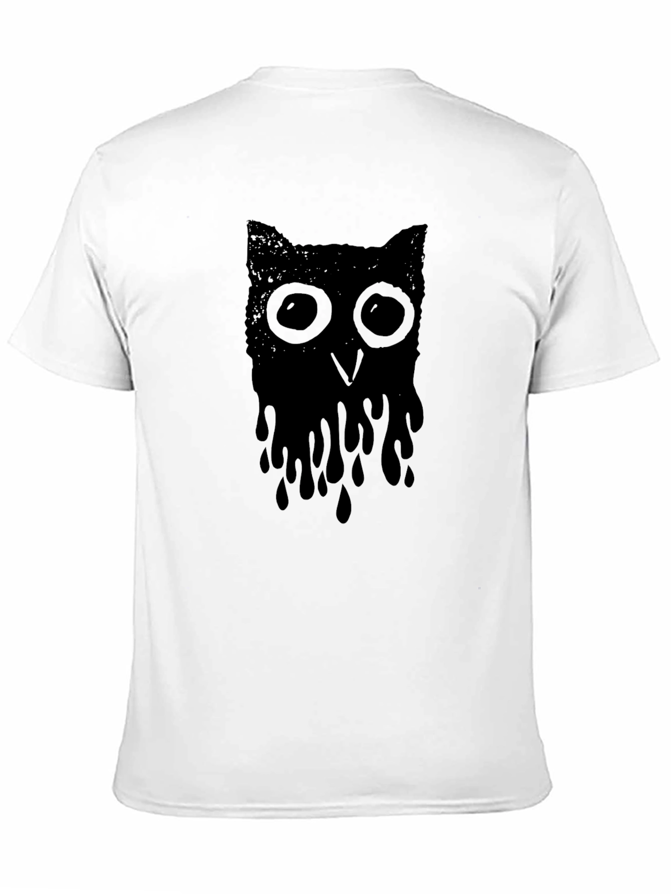Melting Owl Graphic Tee - Black Crew Neck T-Shirt