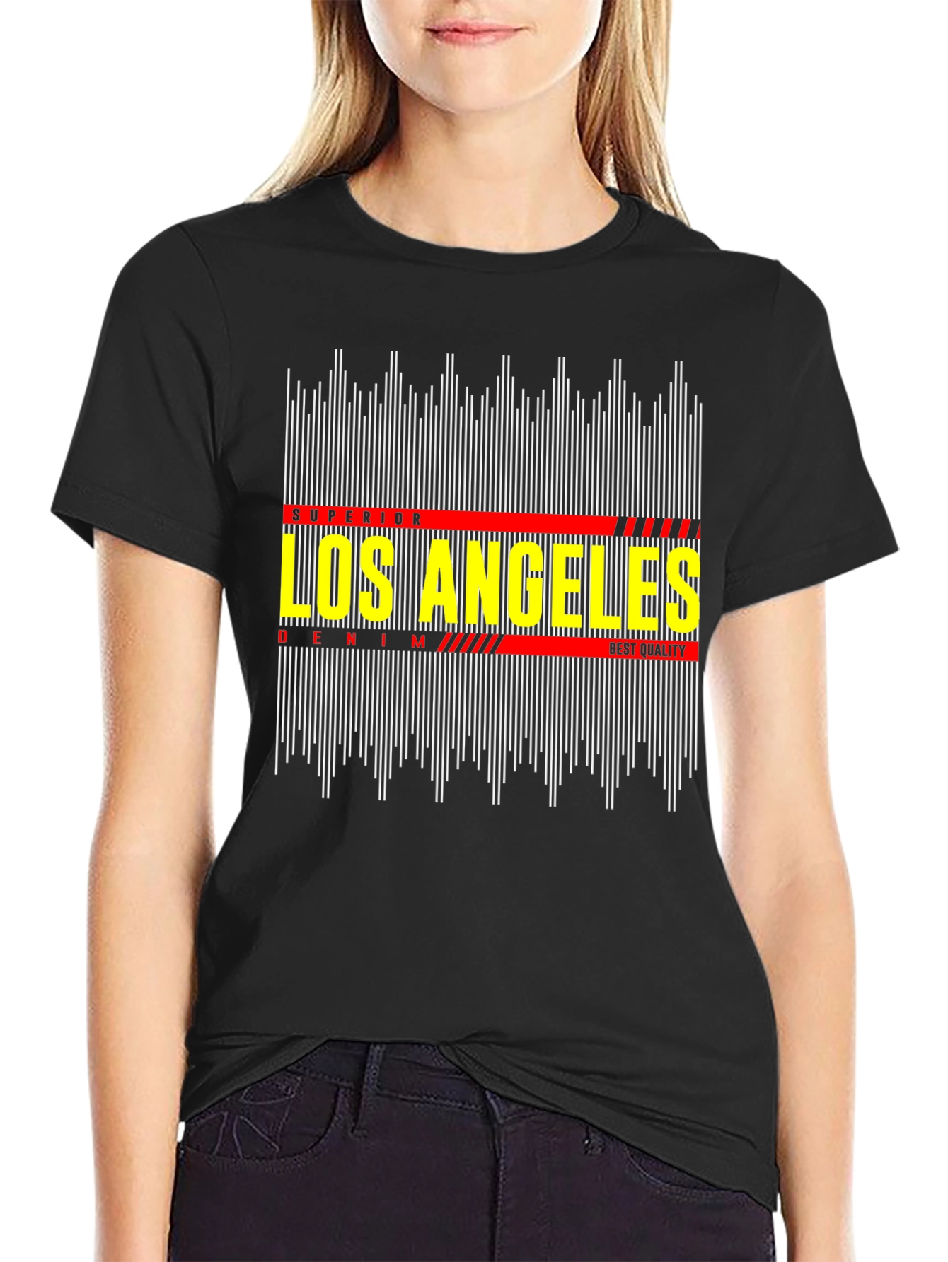 Los Angeles Graphic Tee - Black Cotton T-Shirt