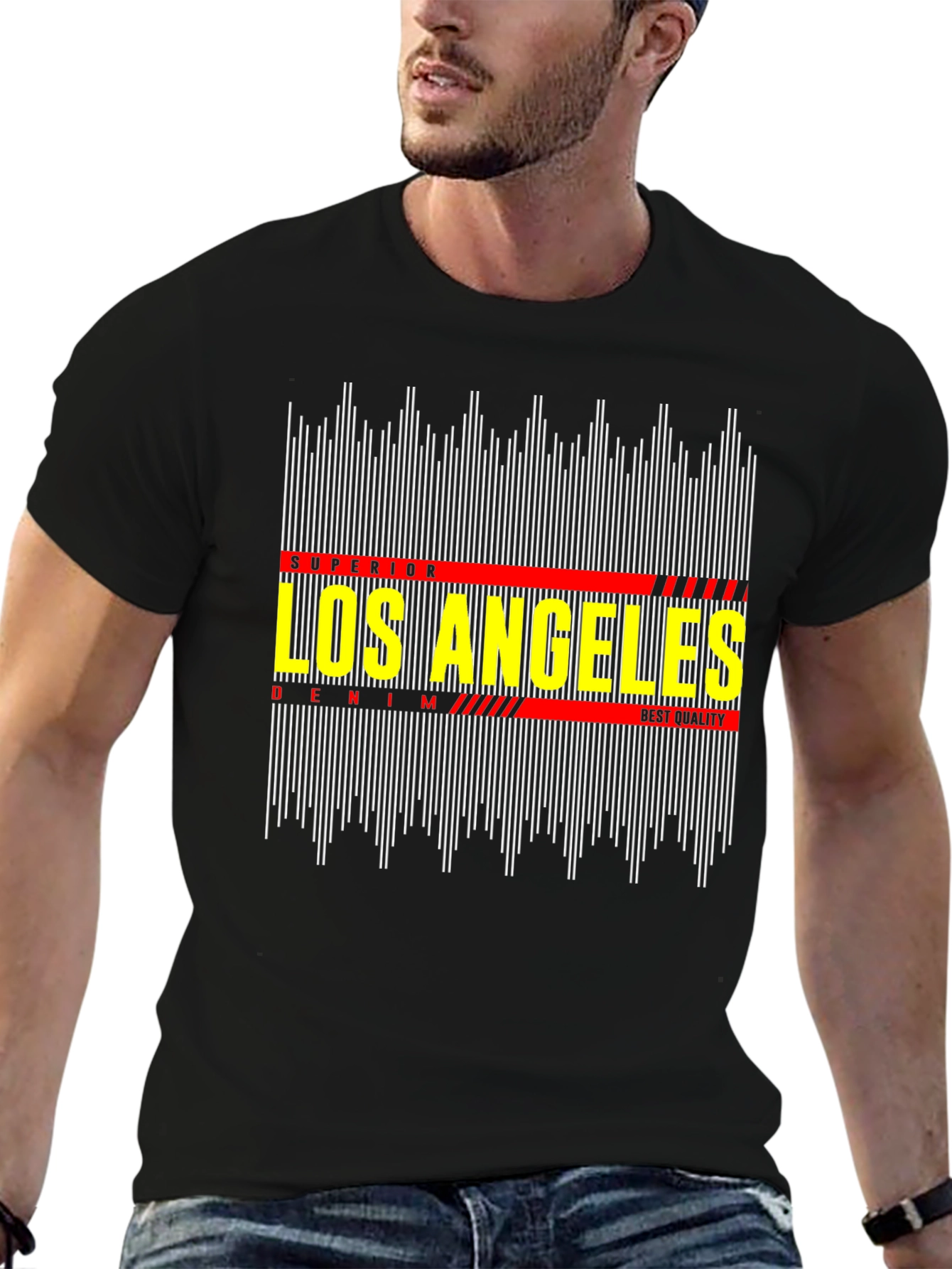 Los Angeles Graphic Tee - Black Cotton T-Shirt