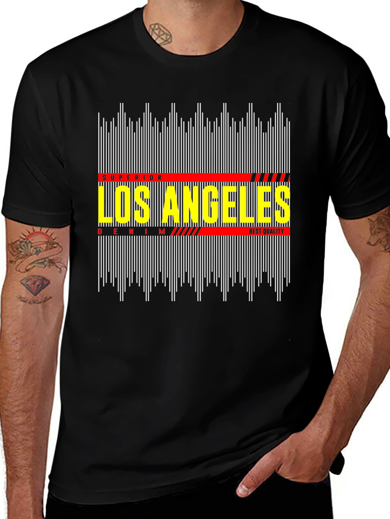 Los Angeles Graphic Tee - Black Cotton T-Shirt