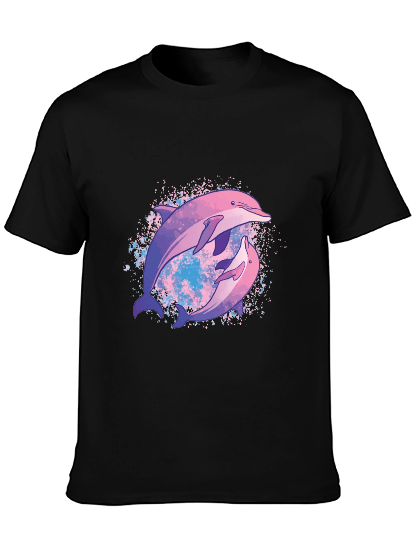 Dolphin Duo Graphic Tee - Stylish Black T-Shirt