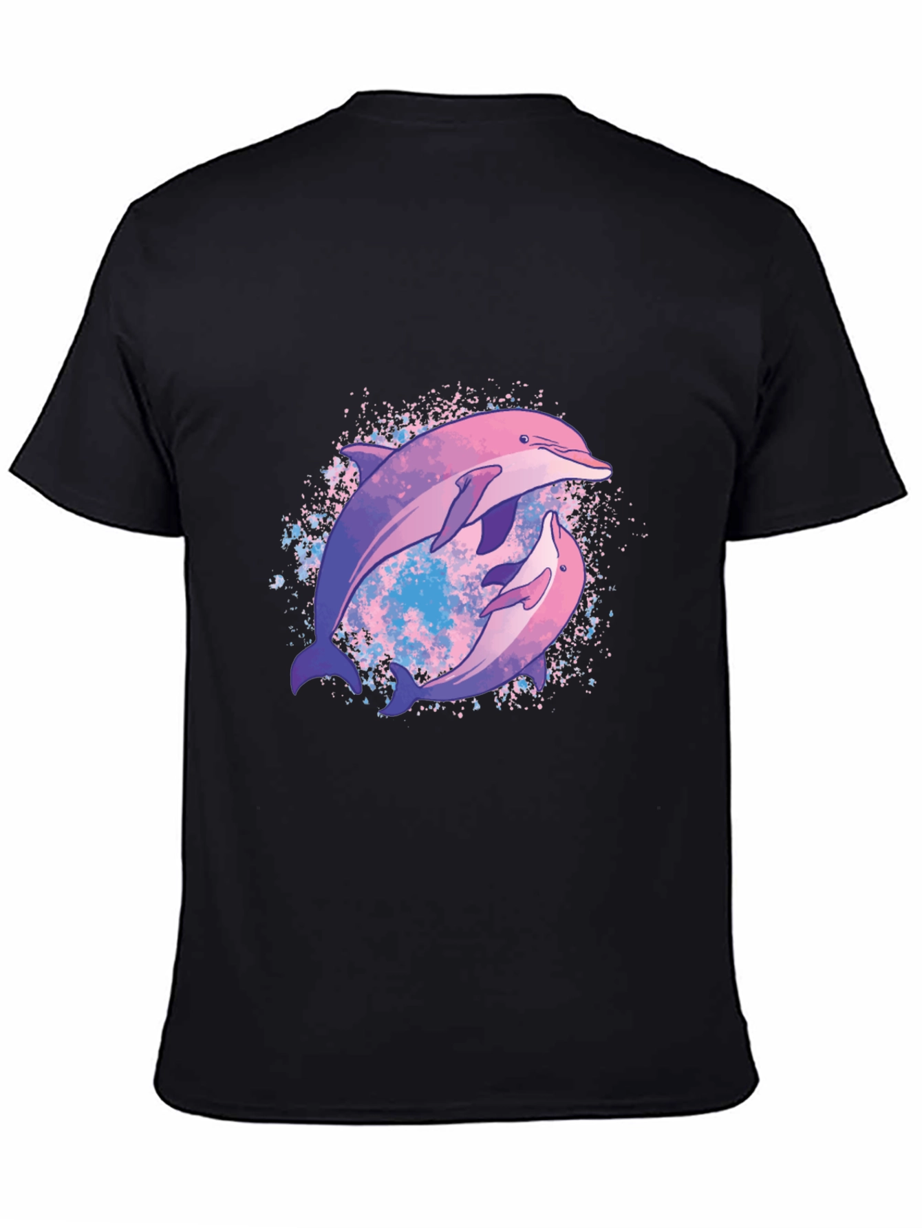Dolphin Duo Graphic Tee - Stylish Black T-Shirt