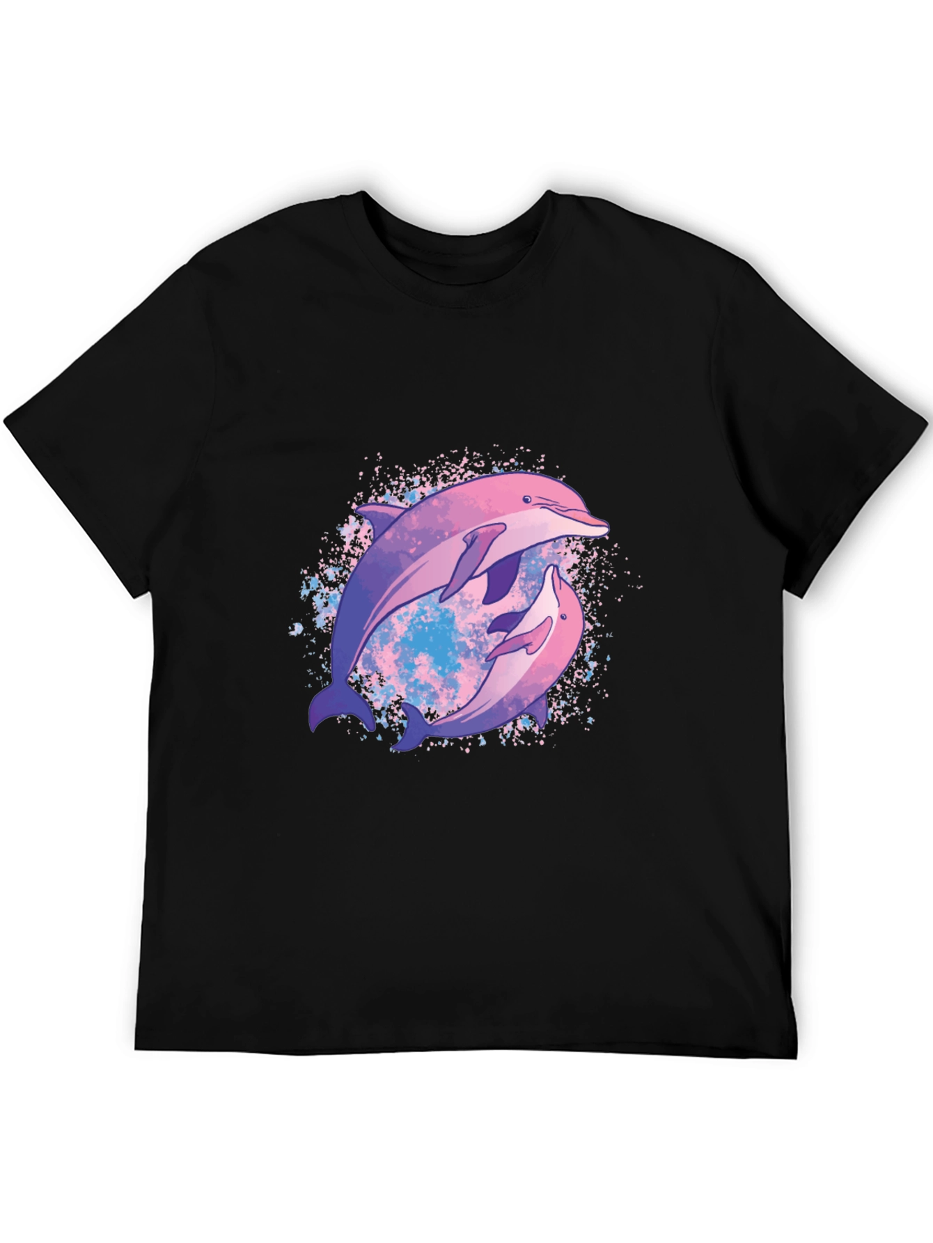 Dolphin Duo Graphic Tee - Stylish Black T-Shirt