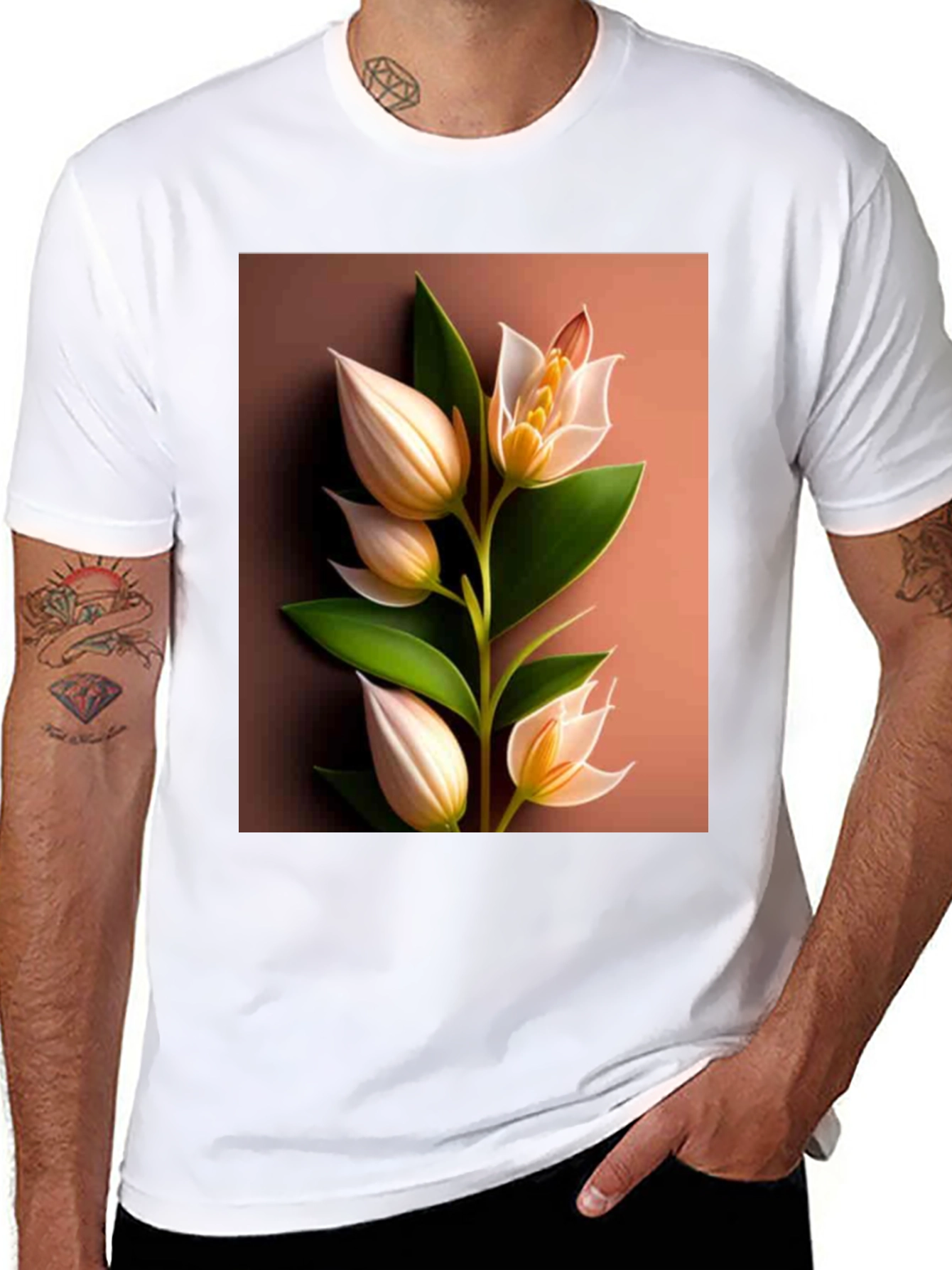 Botanical Blossom T-Shirt: Elegant Floral Design