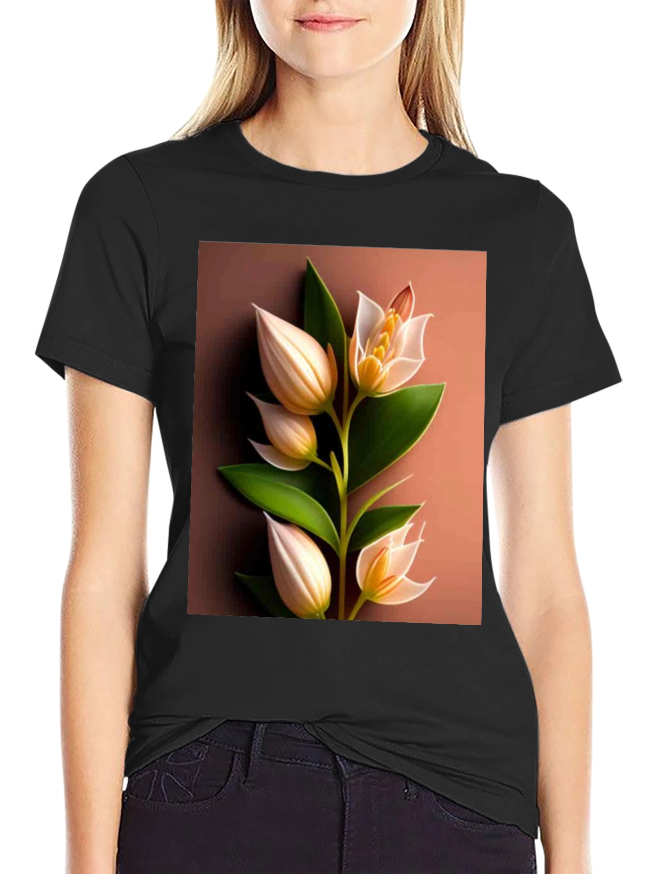 Botanical Blossom T-Shirt: Elegant Floral Design