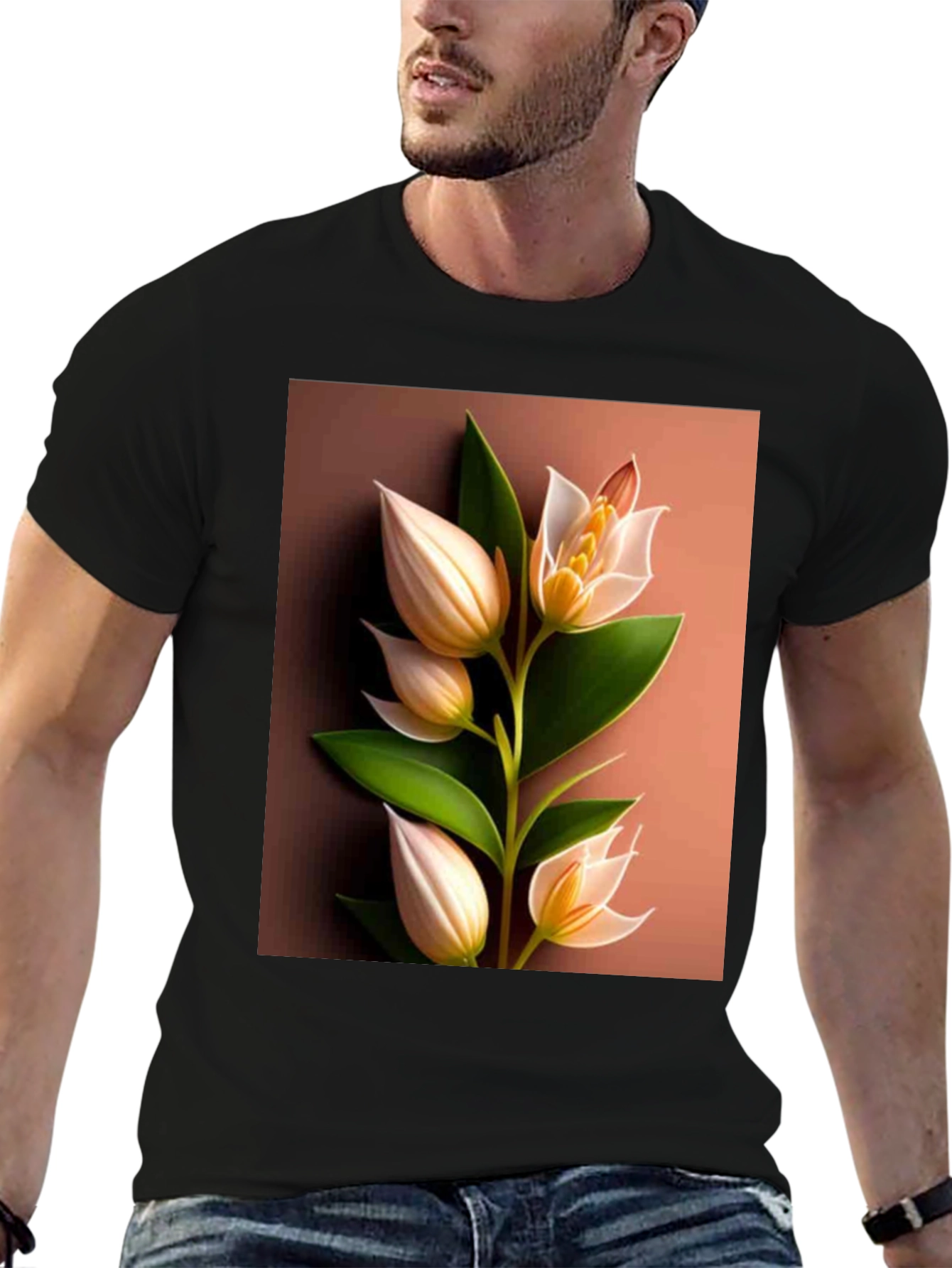 Botanical Blossom T-Shirt: Elegant Floral Design