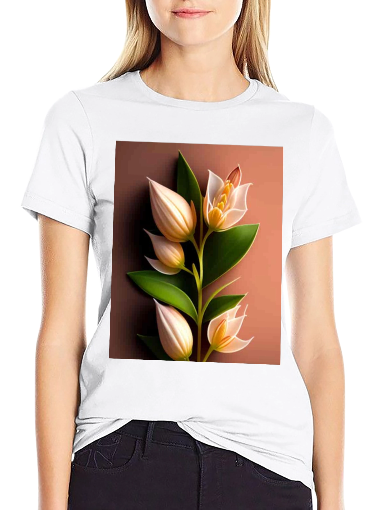 Botanical Blossom T-Shirt: Elegant Floral Design