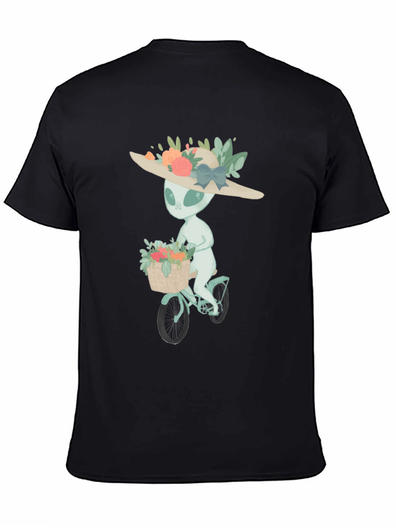 Alien on Bike Graphic Tee - Unisex Black T-Shirt
