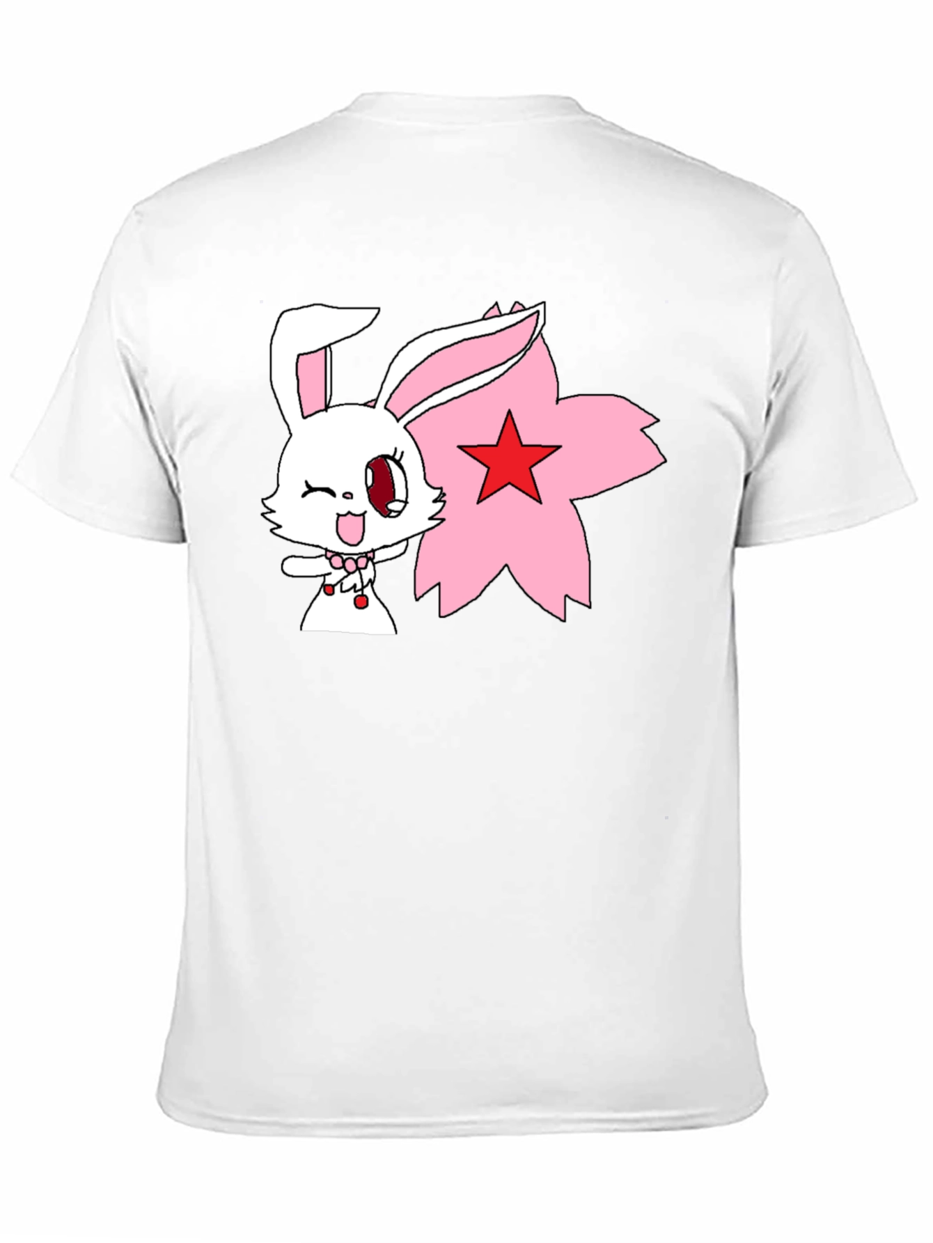 Anime Bunny Graphic Tee - Black Cotton Shirt