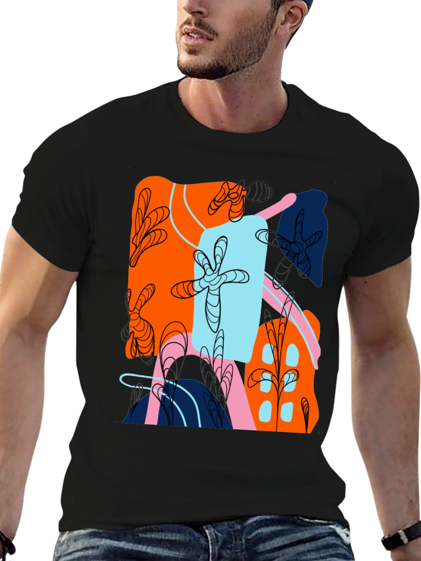 Abstract Design Black T-Shirt