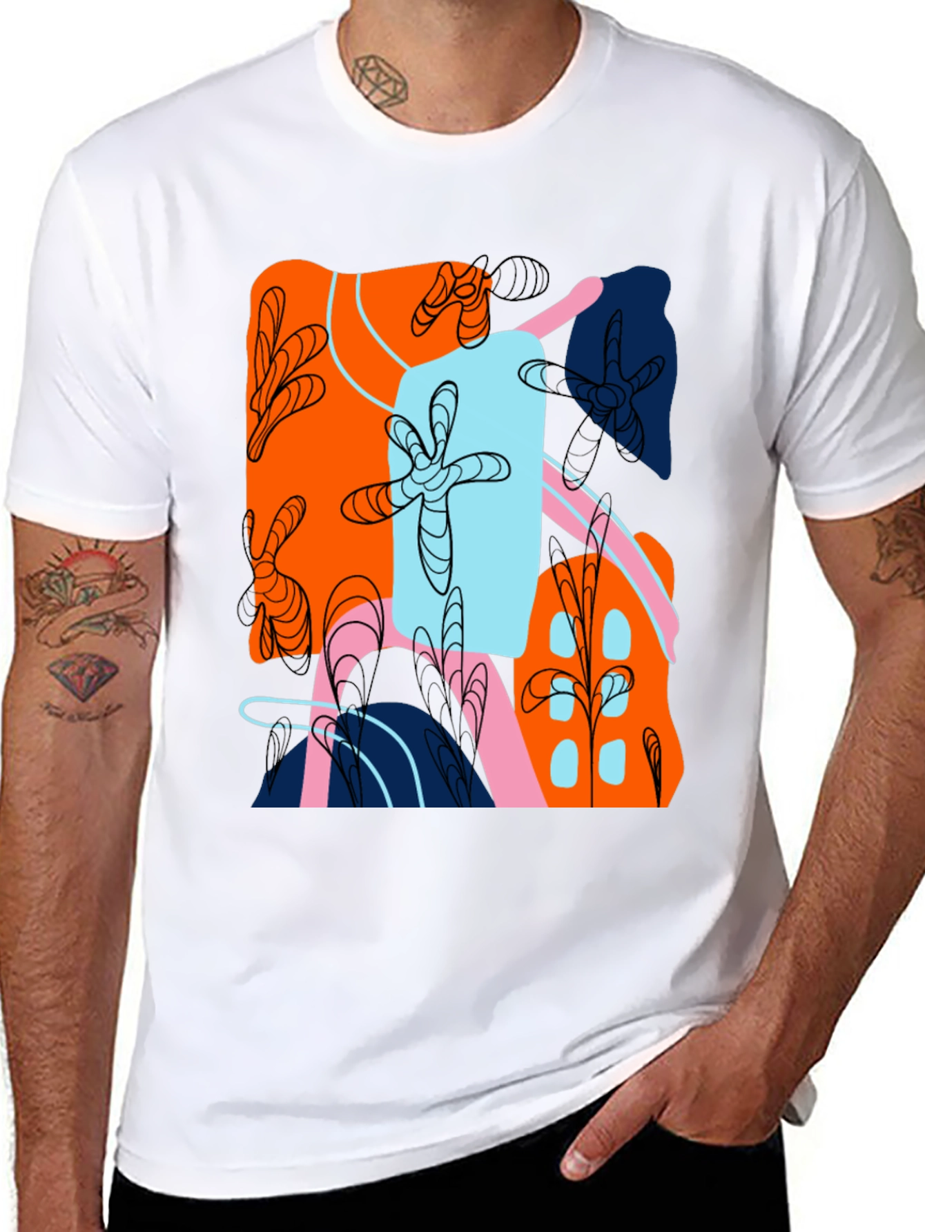 Abstract Design Black T-Shirt