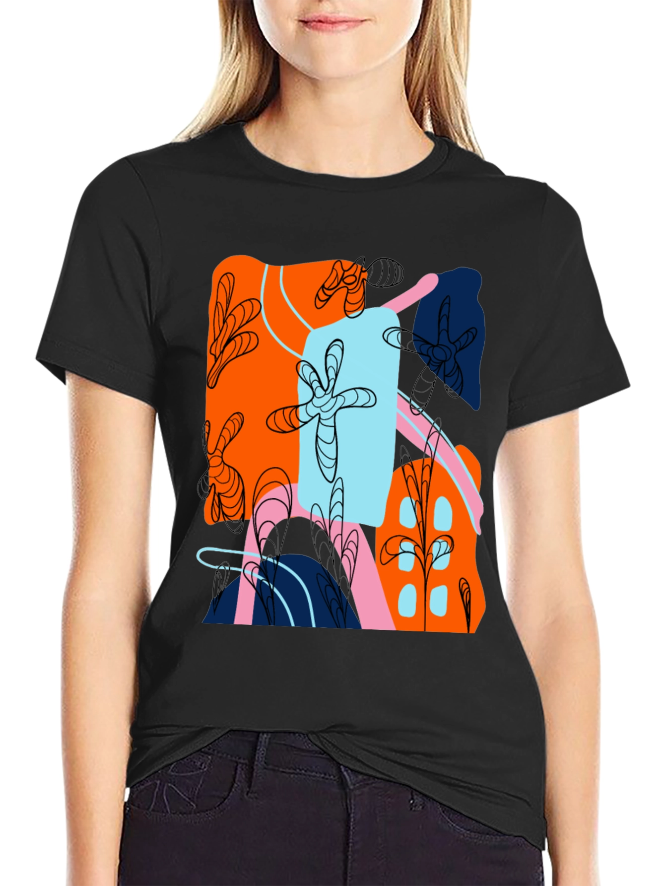 Abstract Design Black T-Shirt