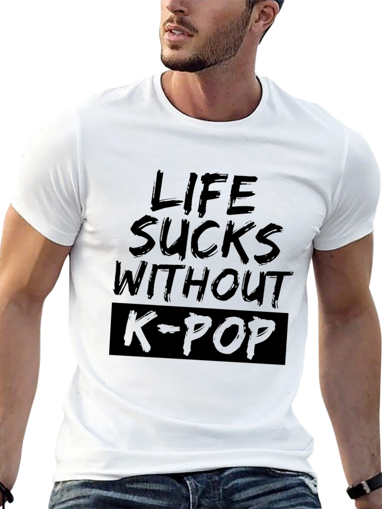 Life Sucks Without K-Pop Black Graphic Tee