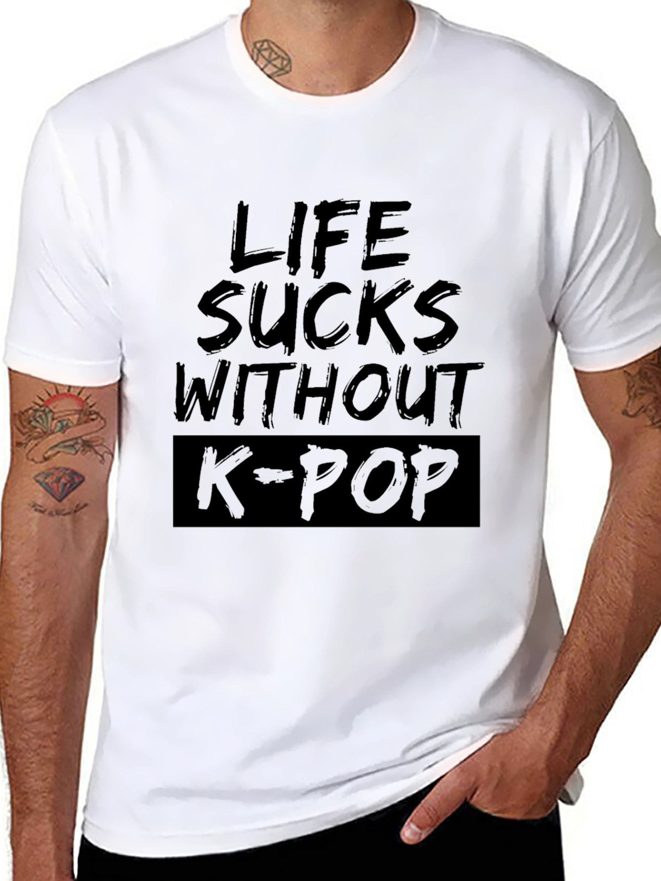 Life Sucks Without K-Pop Black Graphic Tee