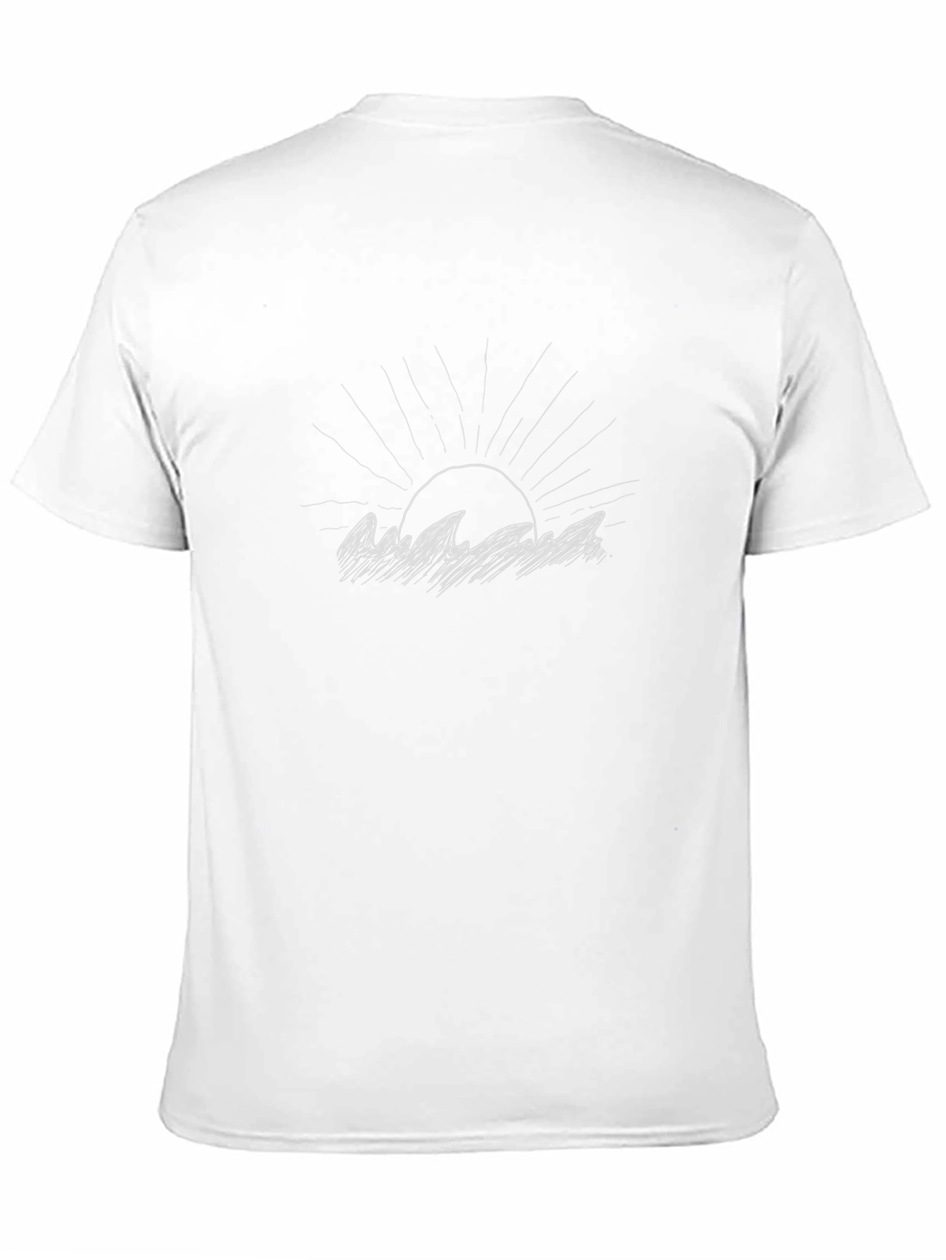 Black T-Shirt with Graphic Wave and Sun Design