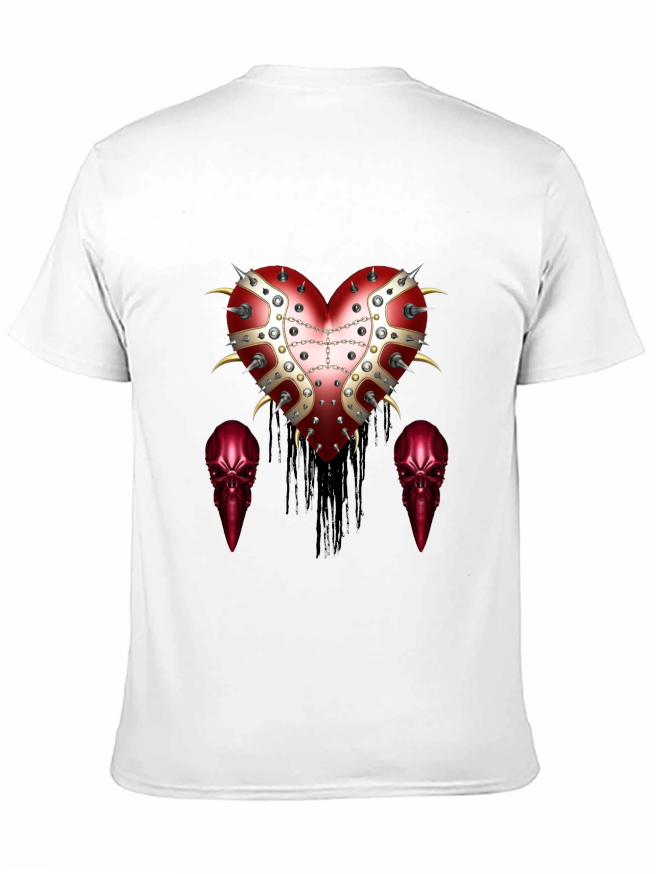 Edgy Heart & Raven Skull Graphic Tee