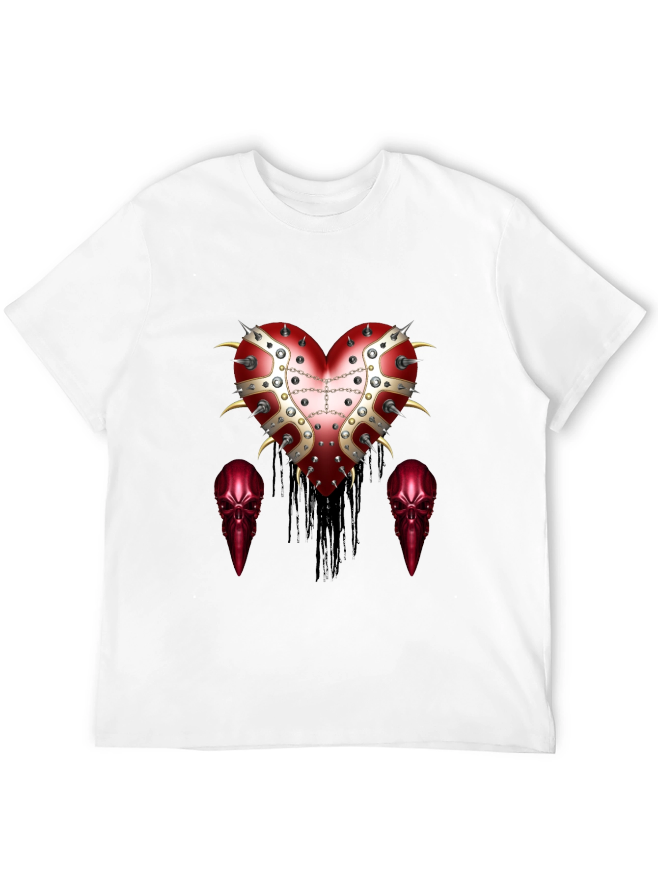Edgy Heart & Raven Skull Graphic Tee