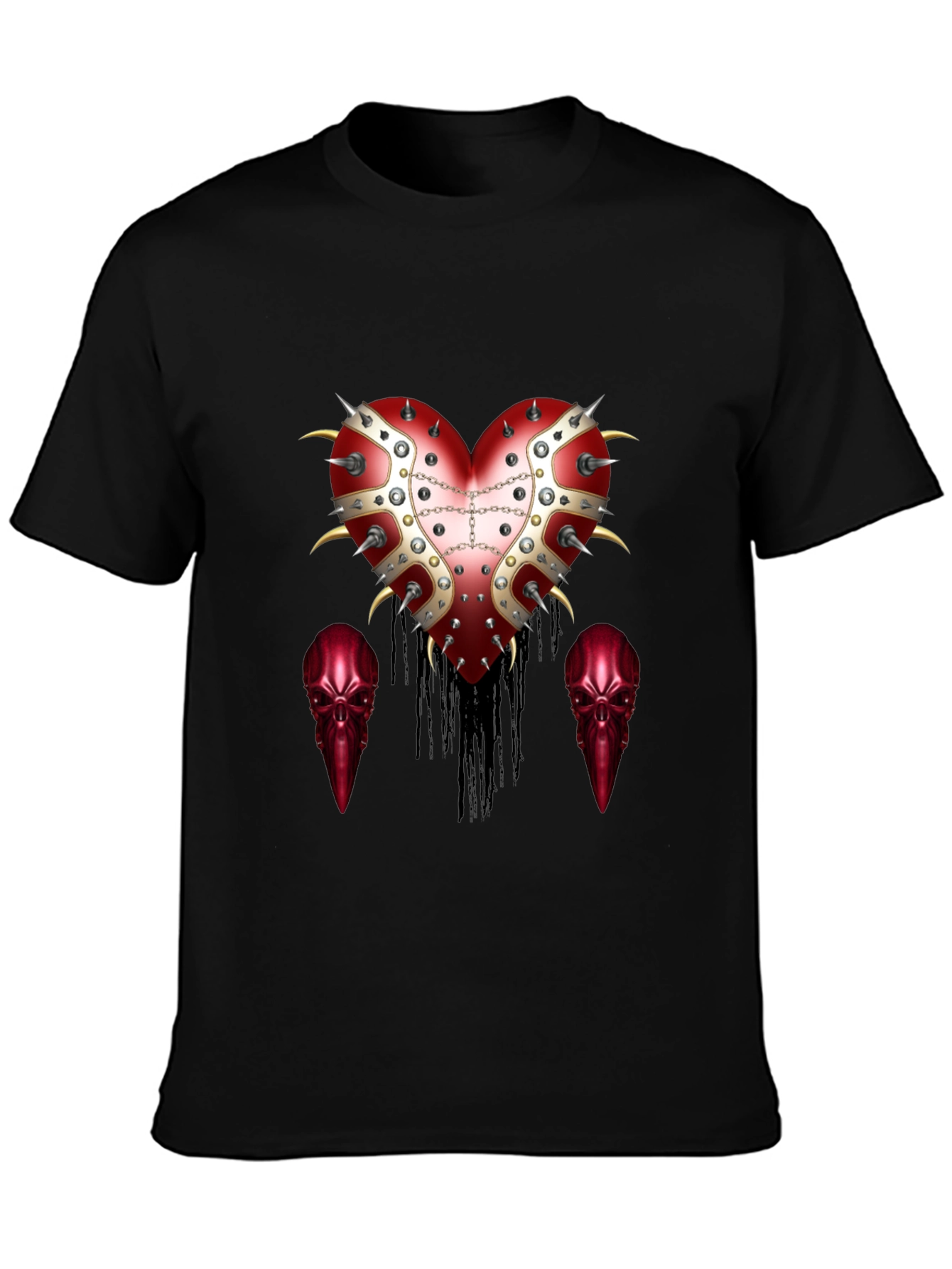 Edgy Heart & Raven Skull Graphic Tee