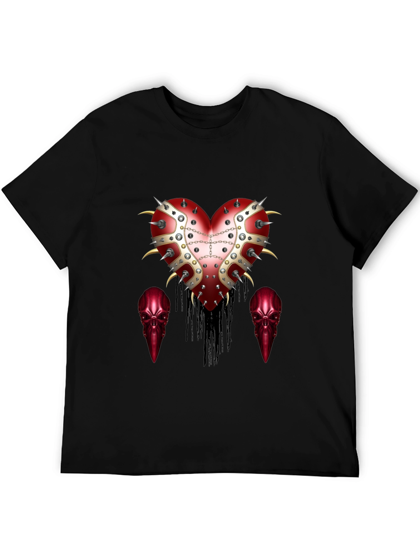 Edgy Heart & Raven Skull Graphic Tee