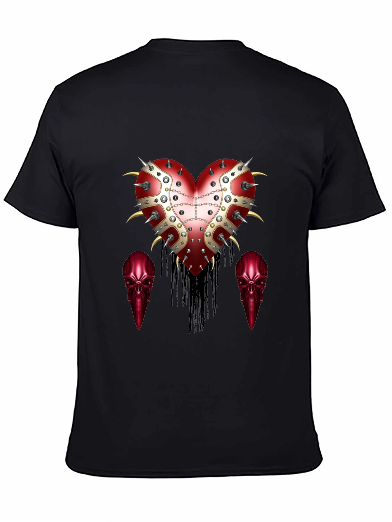 Edgy Heart & Raven Skull Graphic Tee