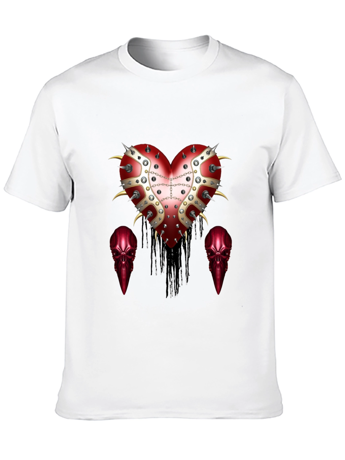 Edgy Heart & Raven Skull Graphic Tee