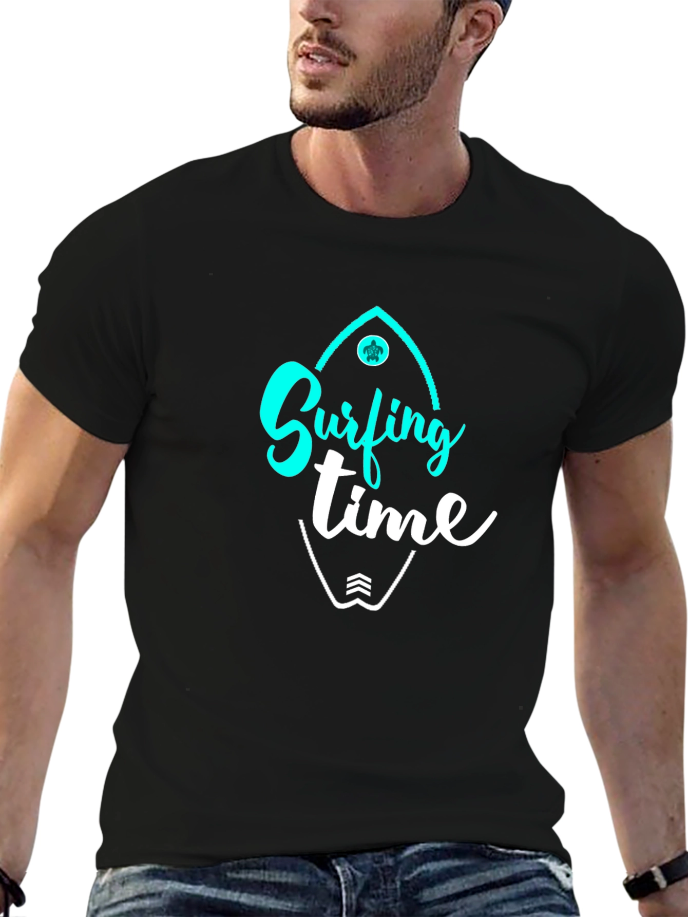 Surfing Time Black Graphic Tee