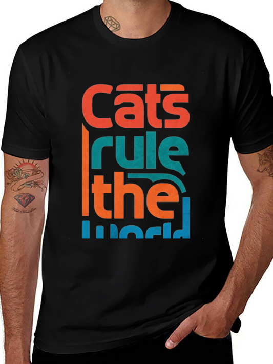 Cats Rule the World Graphic T-Shirt - Trendy Tee