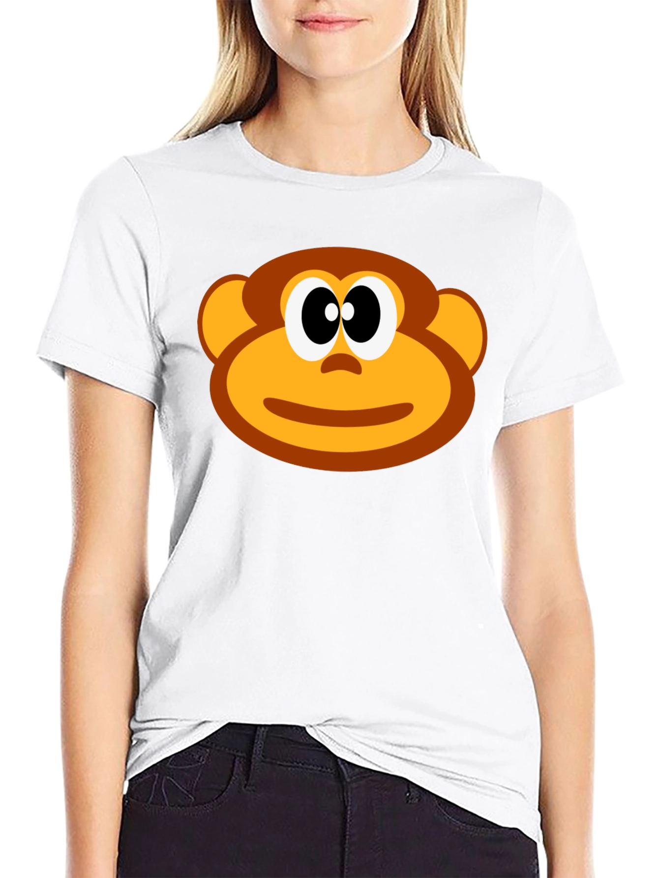 Funny Monkey Face Graphic T-Shirt - Black Cotton Tee