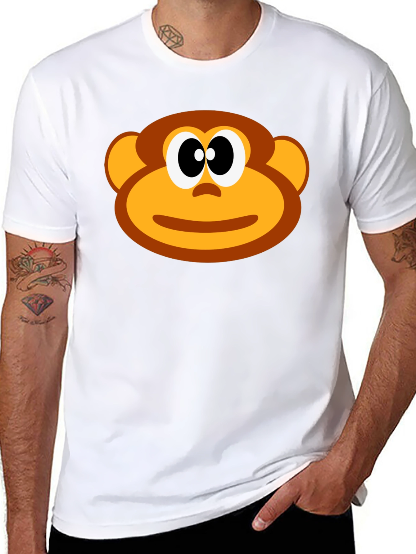 Funny Monkey Face Graphic T-Shirt - Black Cotton Tee