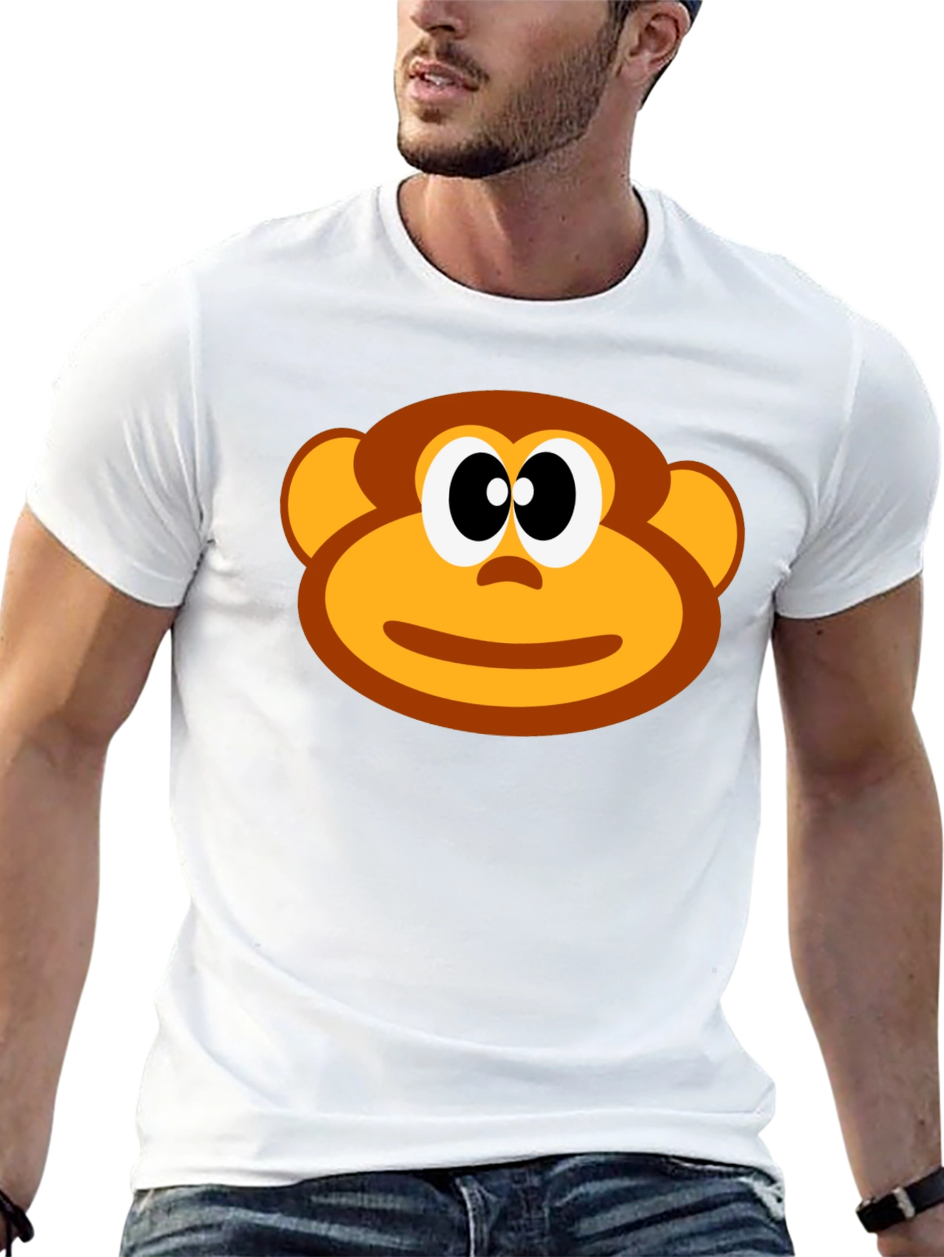 Funny Monkey Face Graphic T-Shirt - Black Cotton Tee