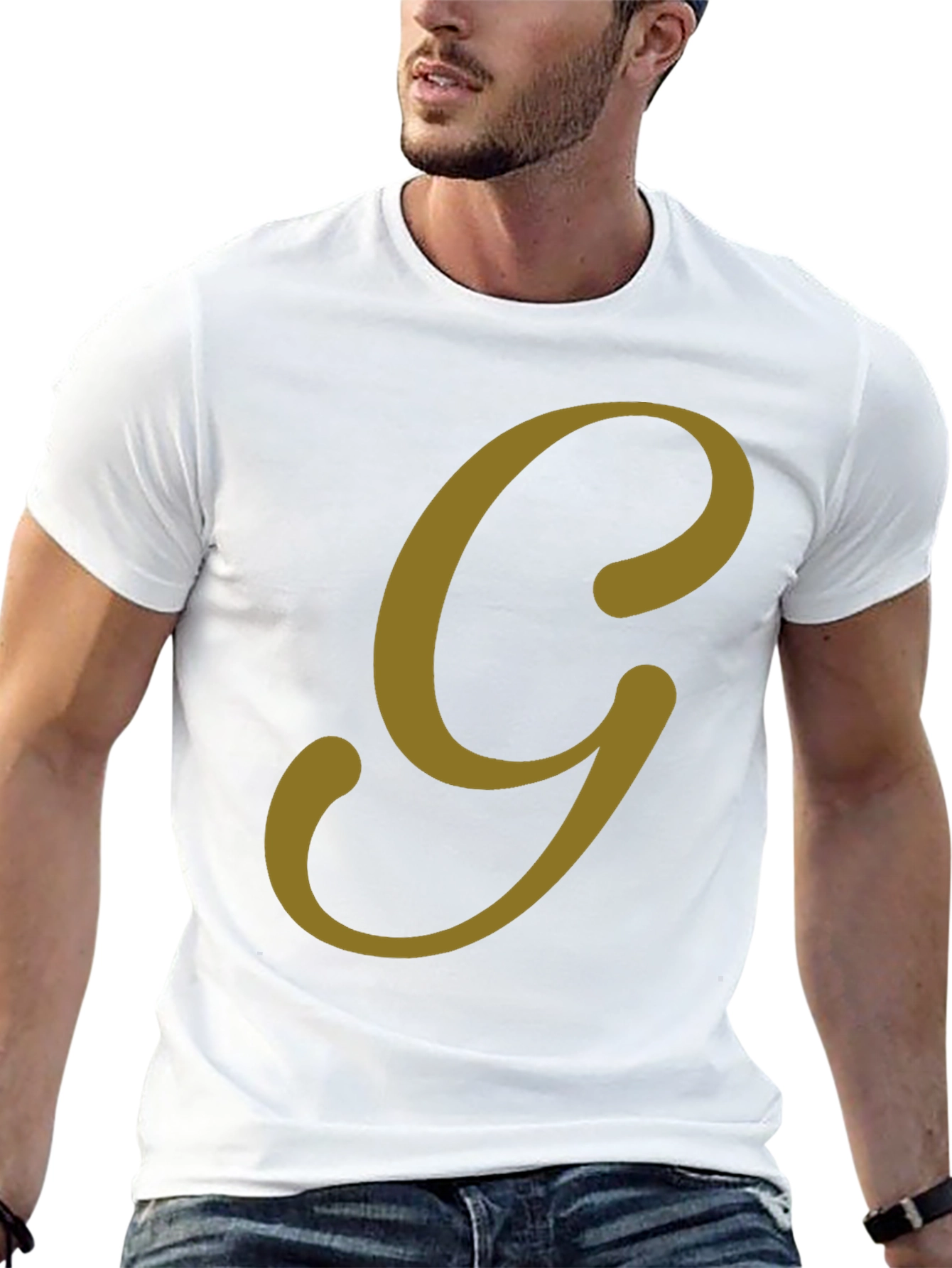 Classic Black Tee with Bold Gold Letter