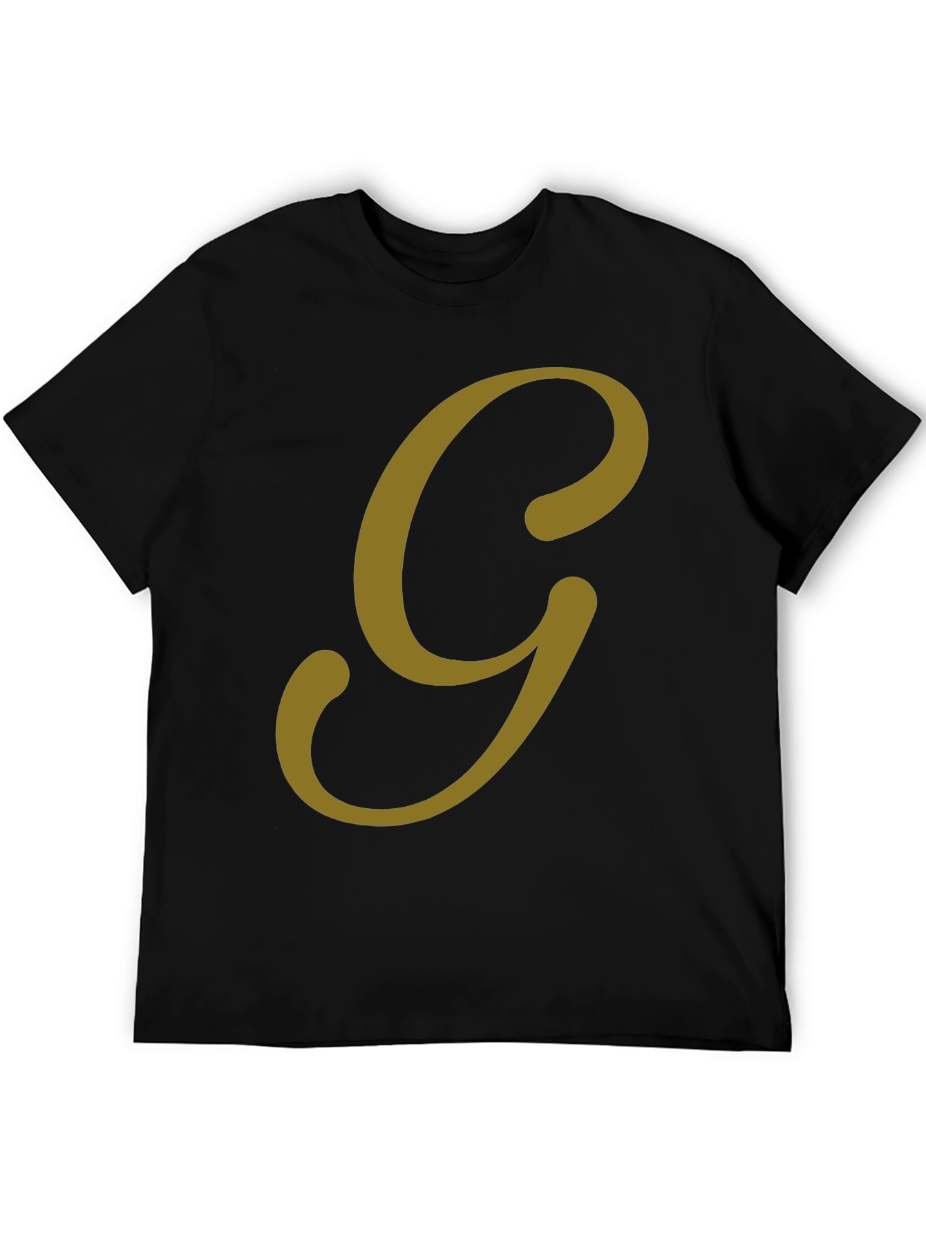 Classic Black Tee with Bold Gold Letter