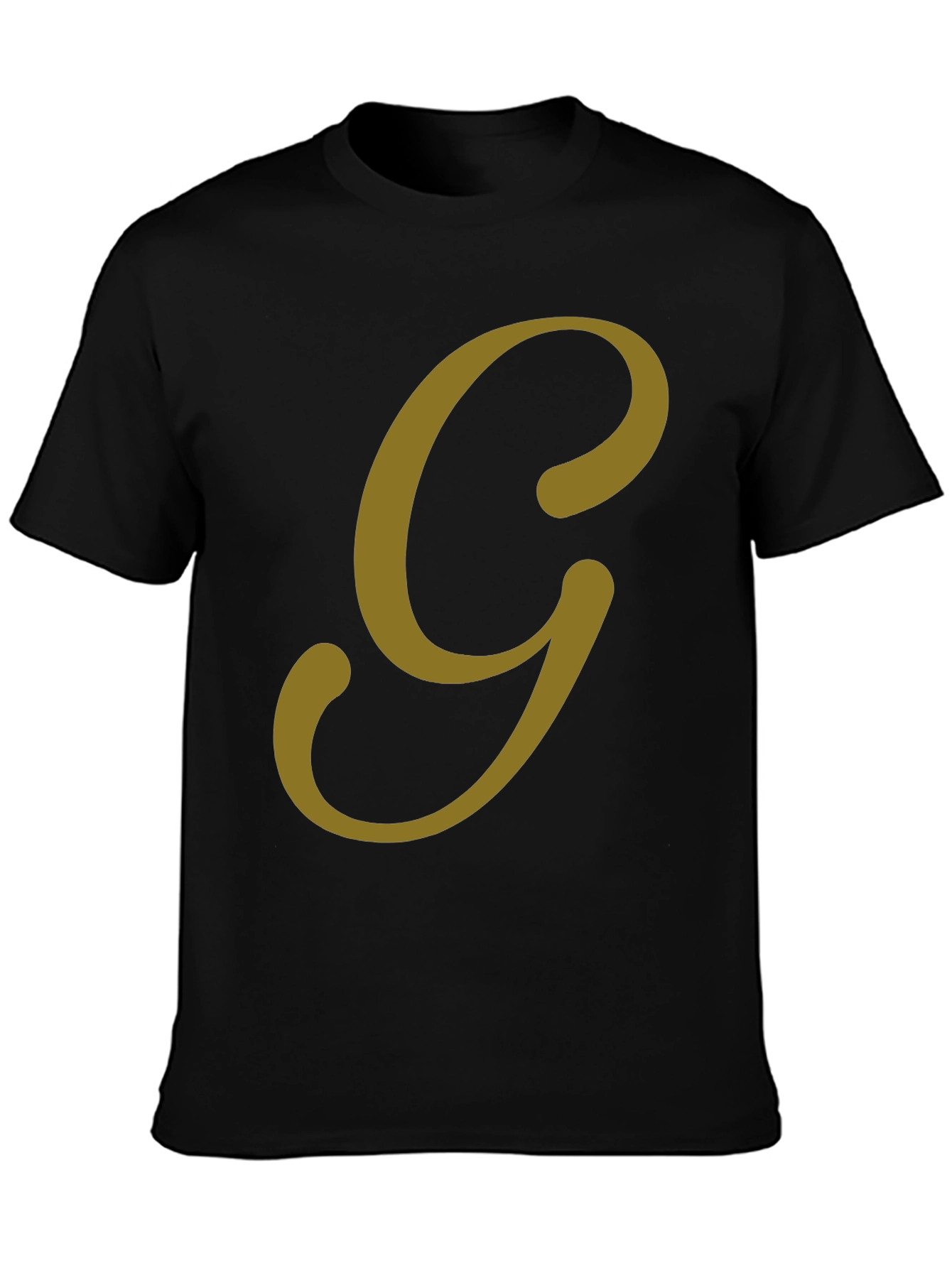 Classic Black Tee with Bold Gold Letter