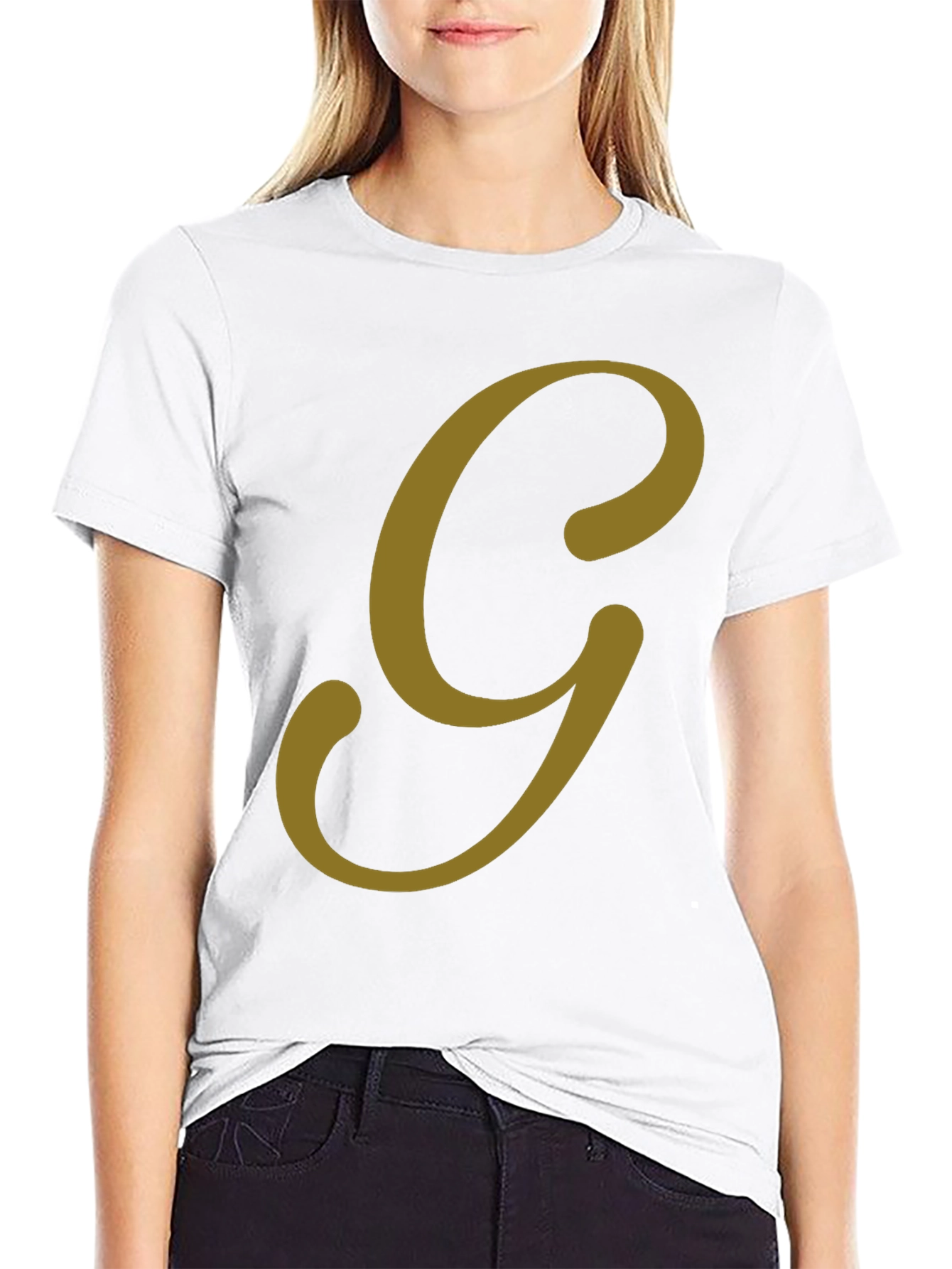 Classic Black Tee with Bold Gold Letter