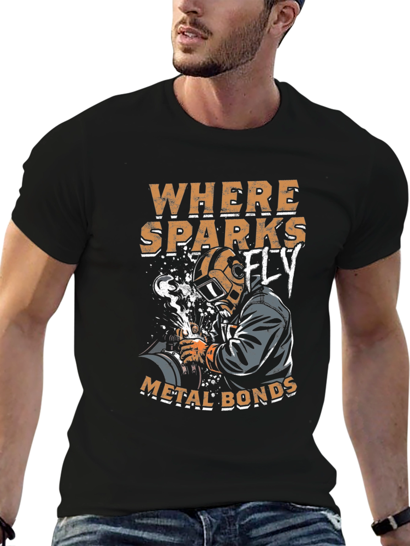 Welder Graphic T-Shirt - Where Sparks Fly Metal Bonds!