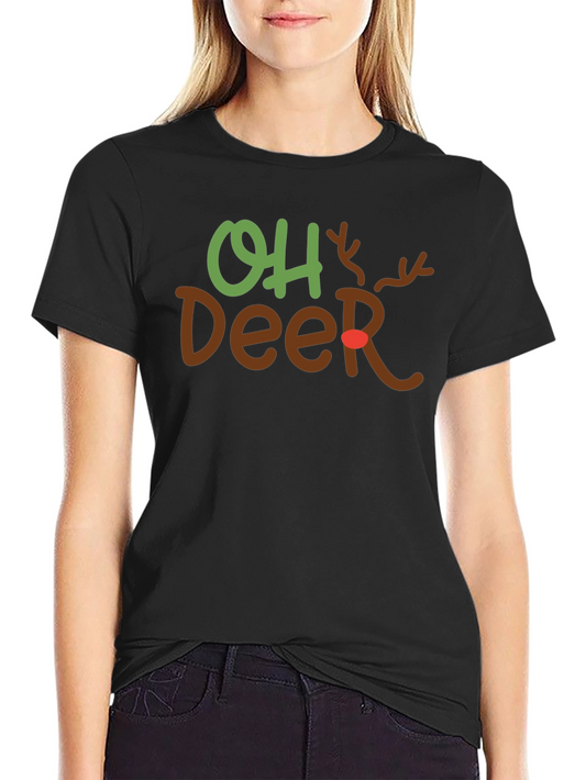 Oh Deer Christmas Graphic Tee Holiday T-Shirt