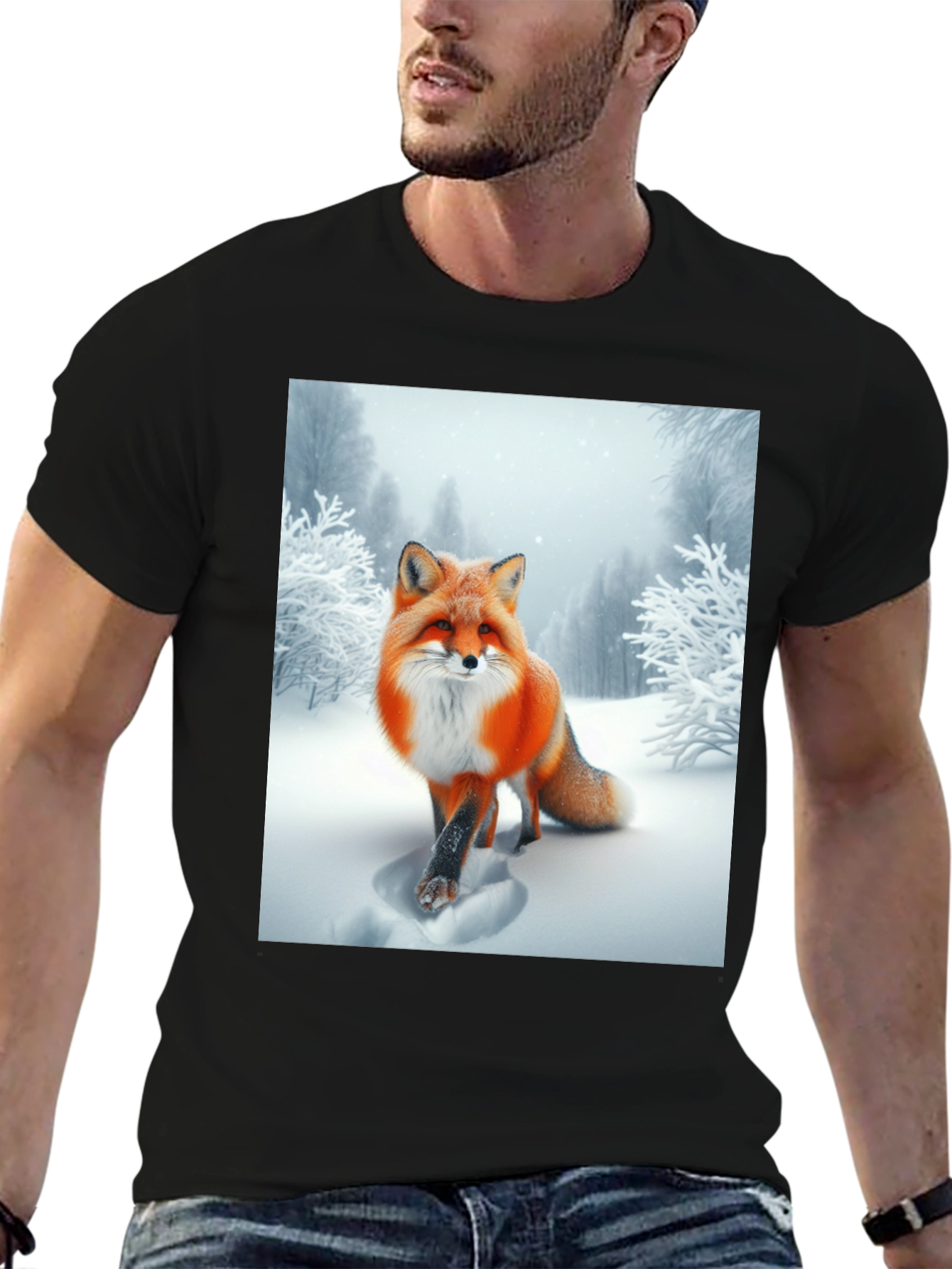 Fox in Snow Graphic Tee - Stylish Unisex T-Shirt