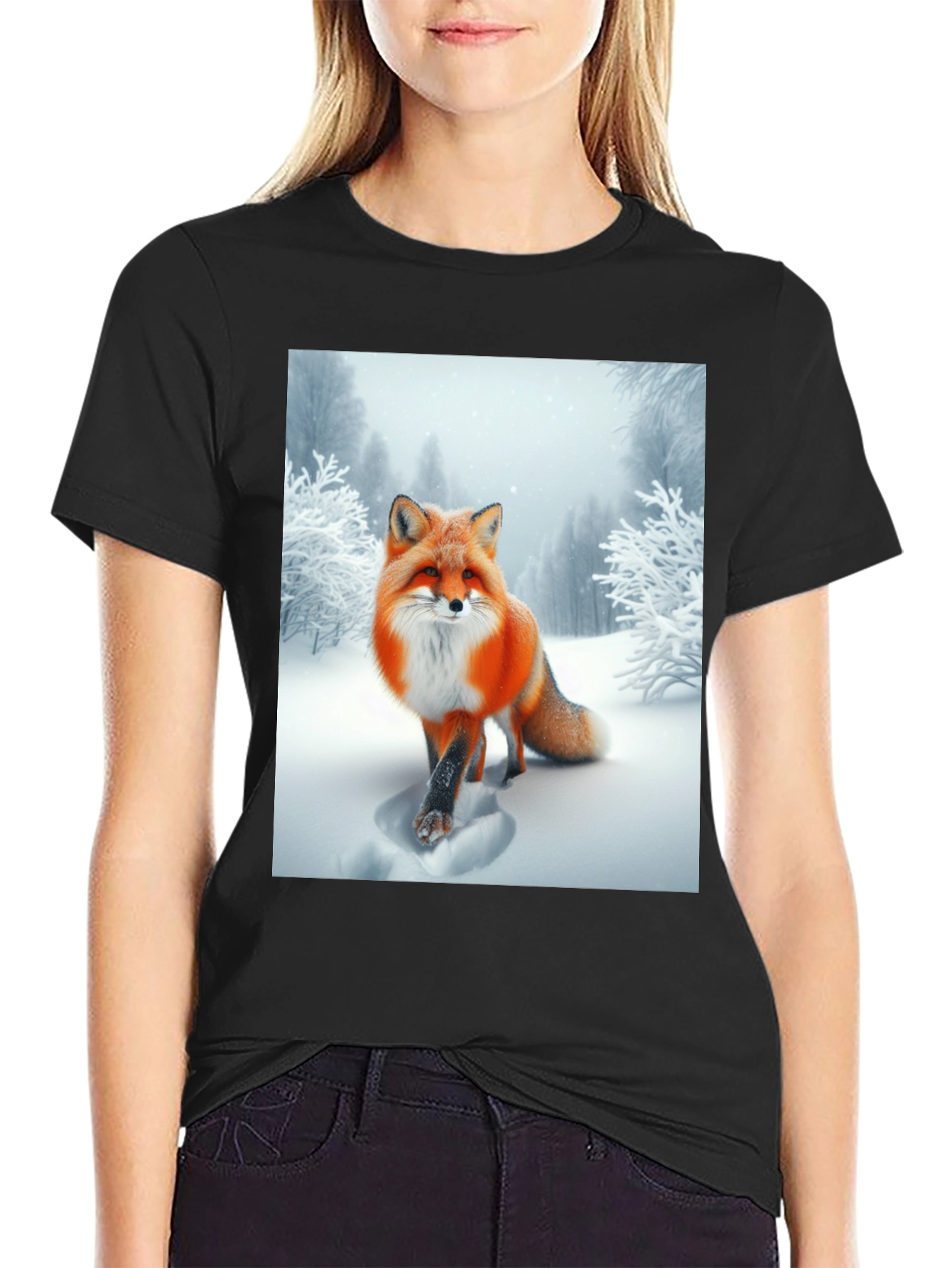 Fox in Snow Graphic Tee - Stylish Unisex T-Shirt