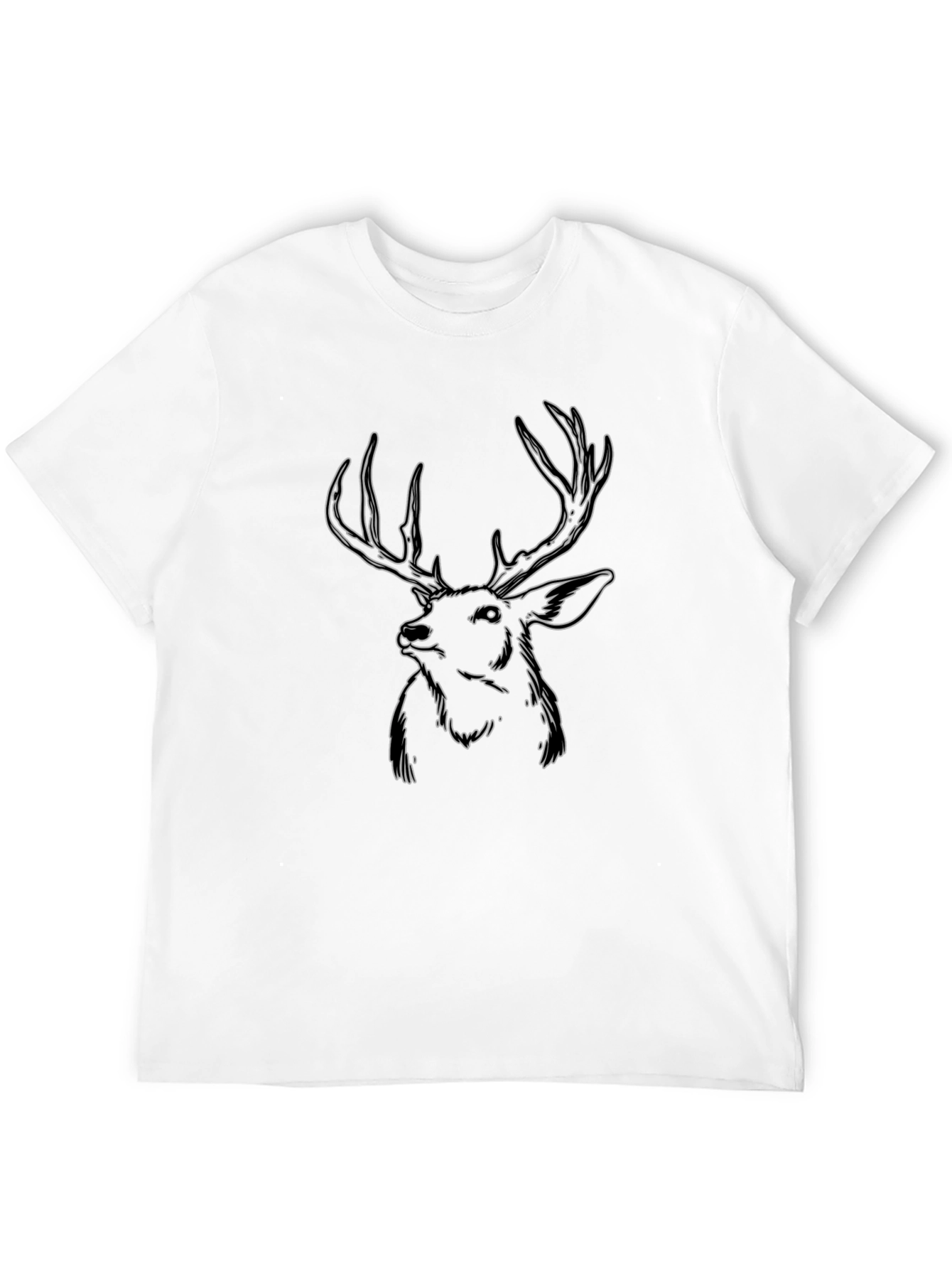 Deer Outline Graphic T-Shirt - Black