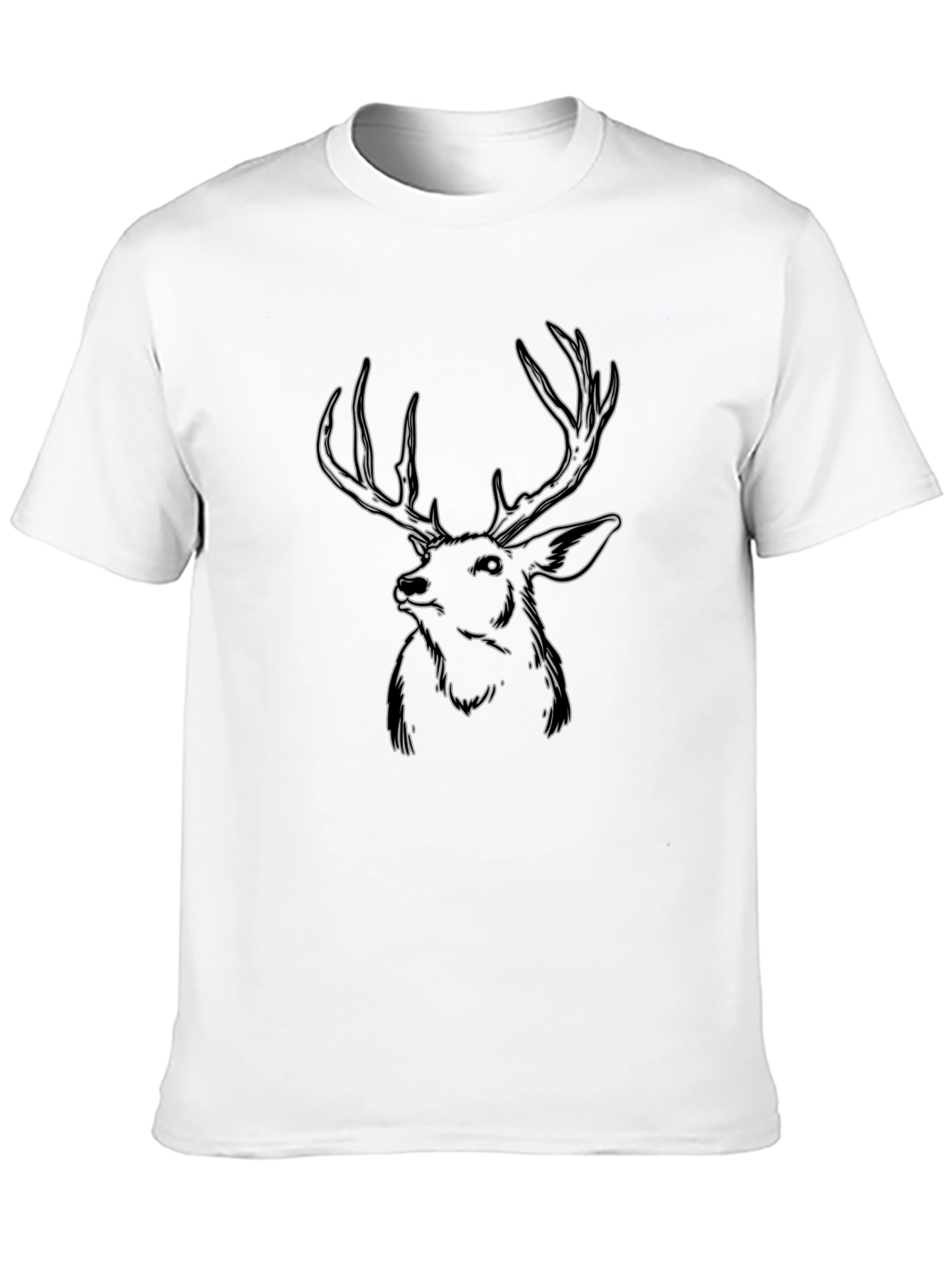 Deer Outline Graphic T-Shirt - Black
